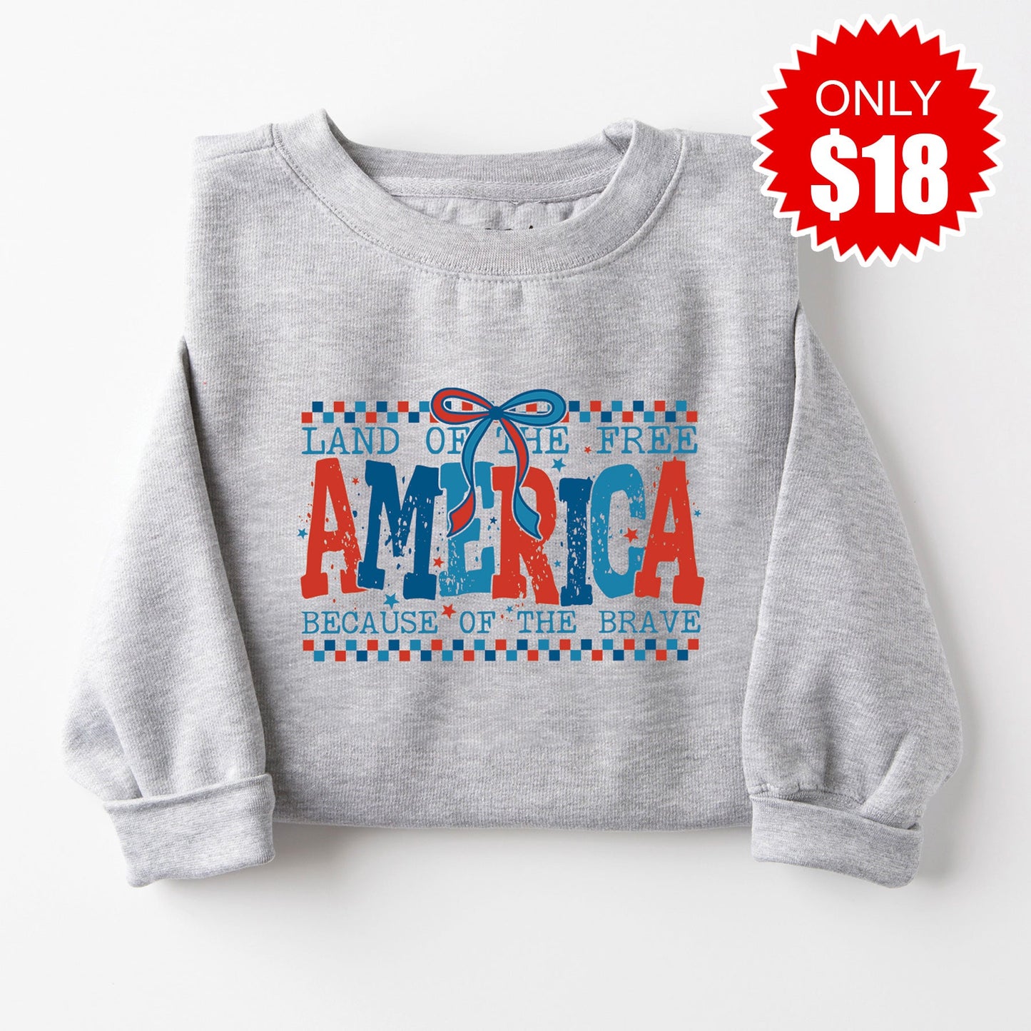 Land Of The Free Sweatshirt - Heather Grey - 18 Style001