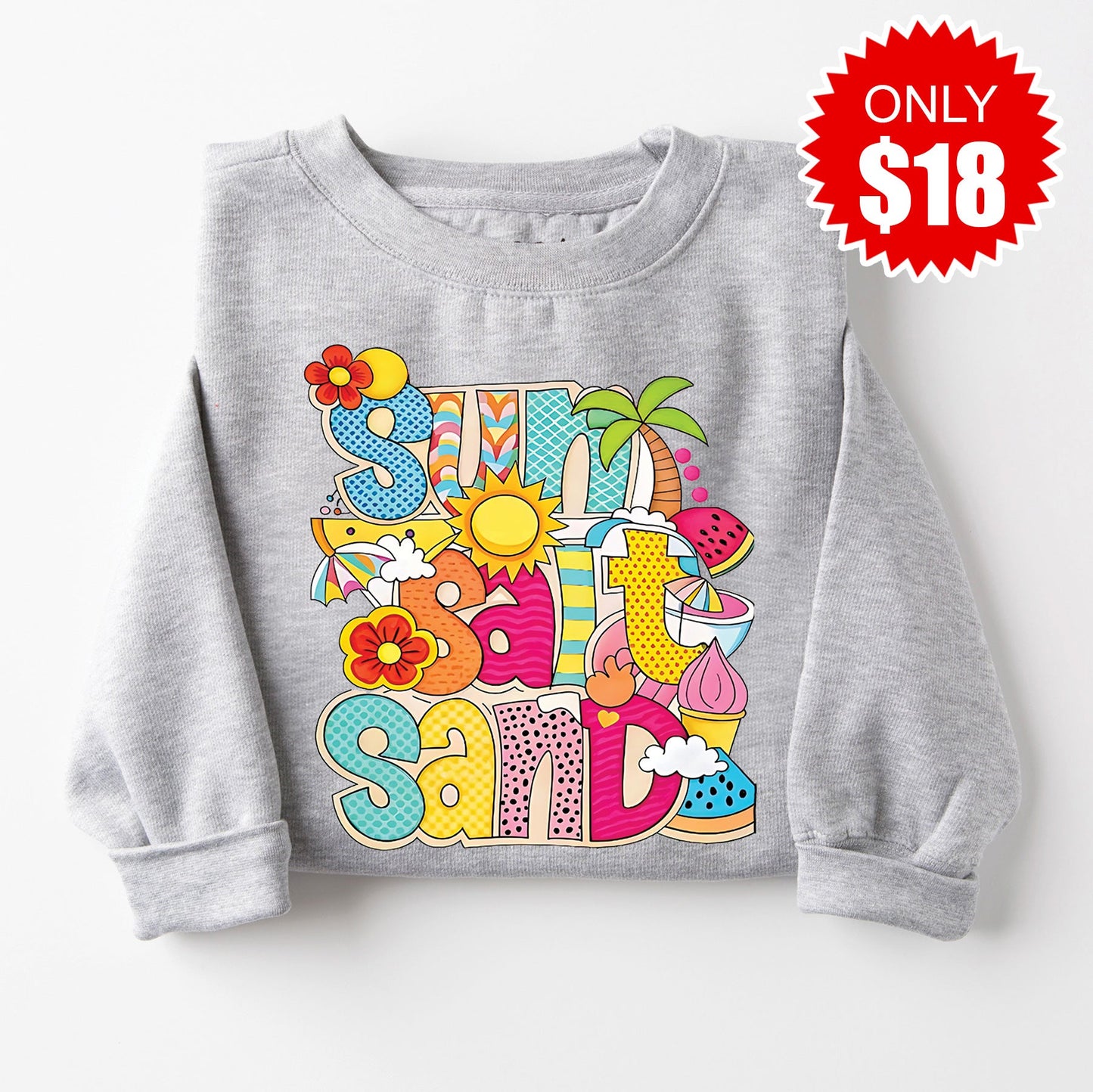 Sun Salt Sand Sweatshirt - Heather Grey - 18