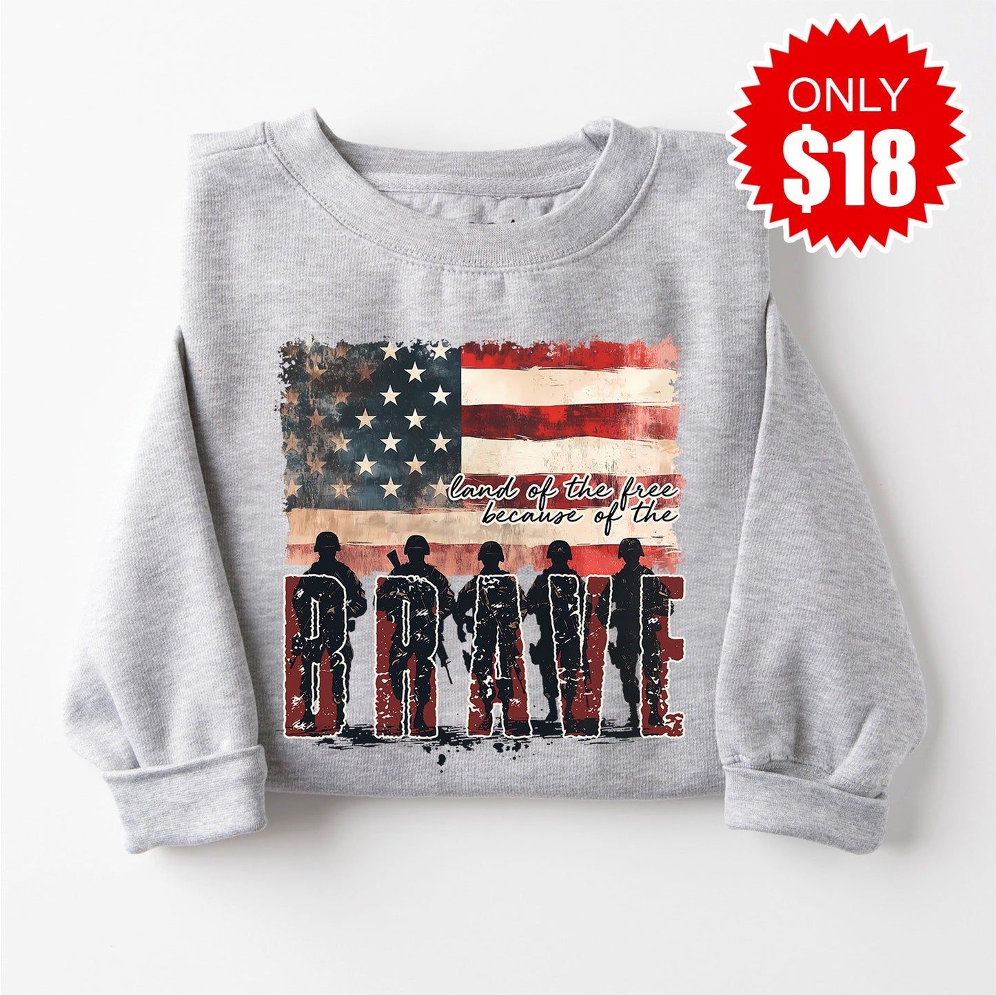 Land Of The Free Sweatshirt - Heather Grey - 18