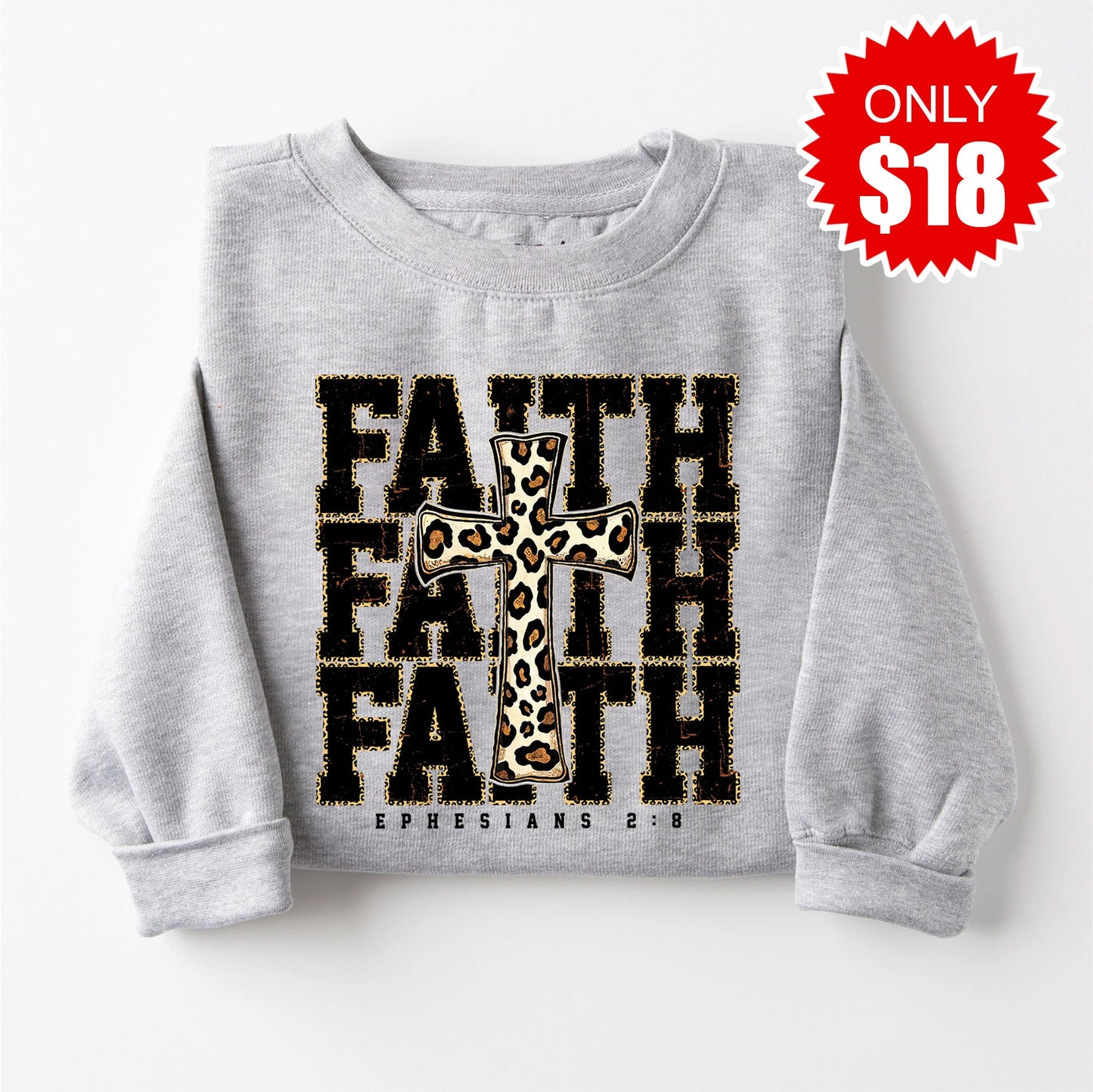 Faith Leopard Sweatshirt - Heather Grey - 18