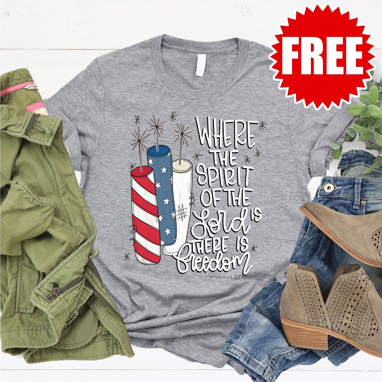 There is Freedom Tee - Heather Grey - 0