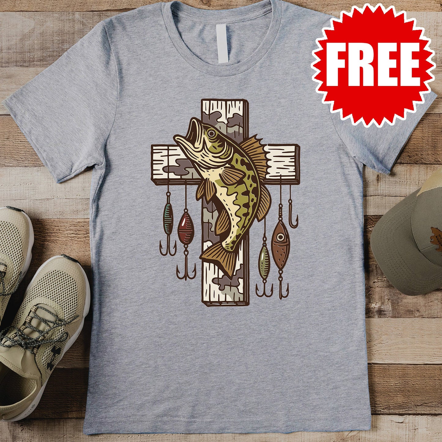 Camo Cross Tee - Heather Grey - 0