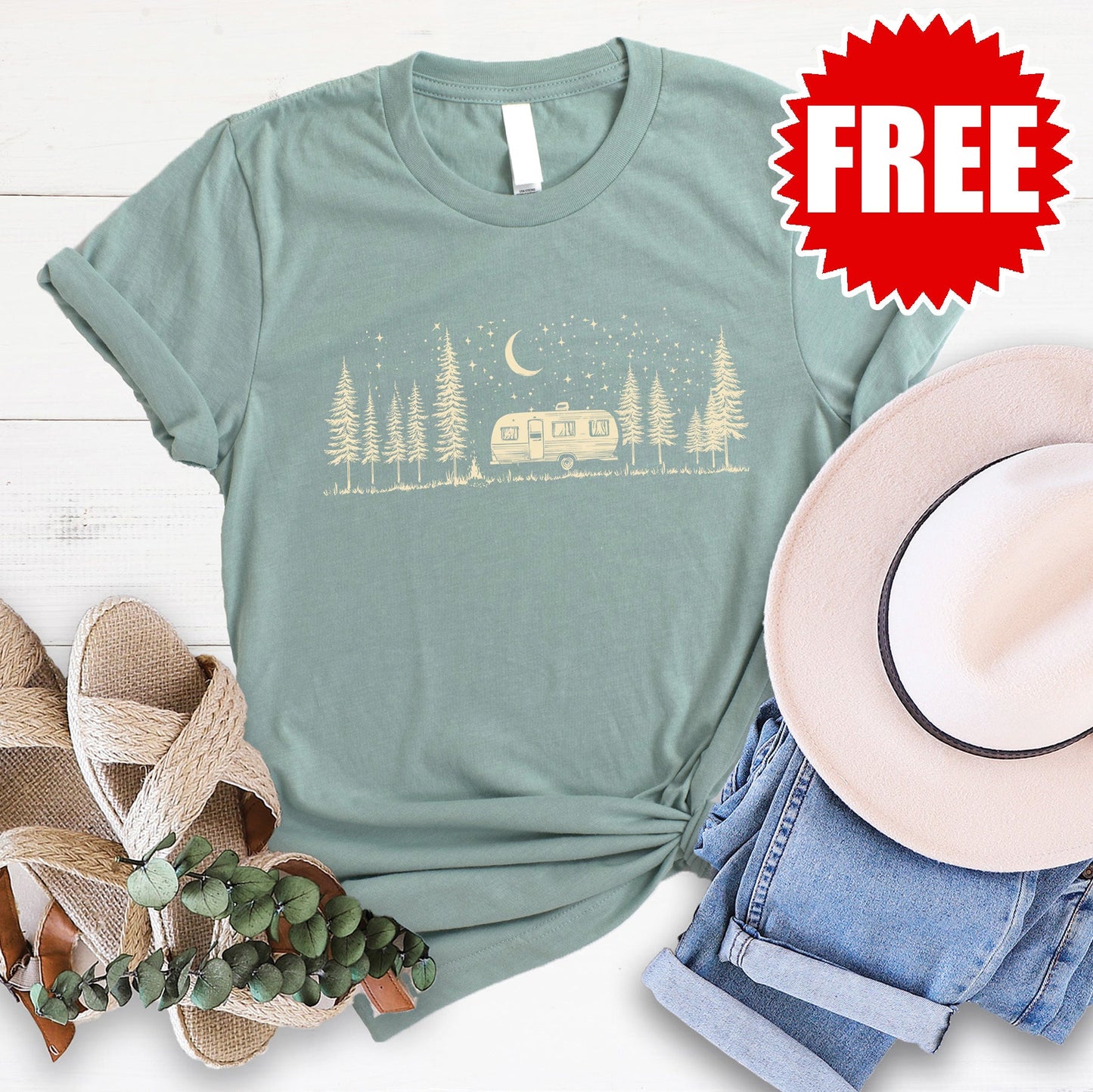 Camping Life Tee - Heather Honeydew Mist - 0