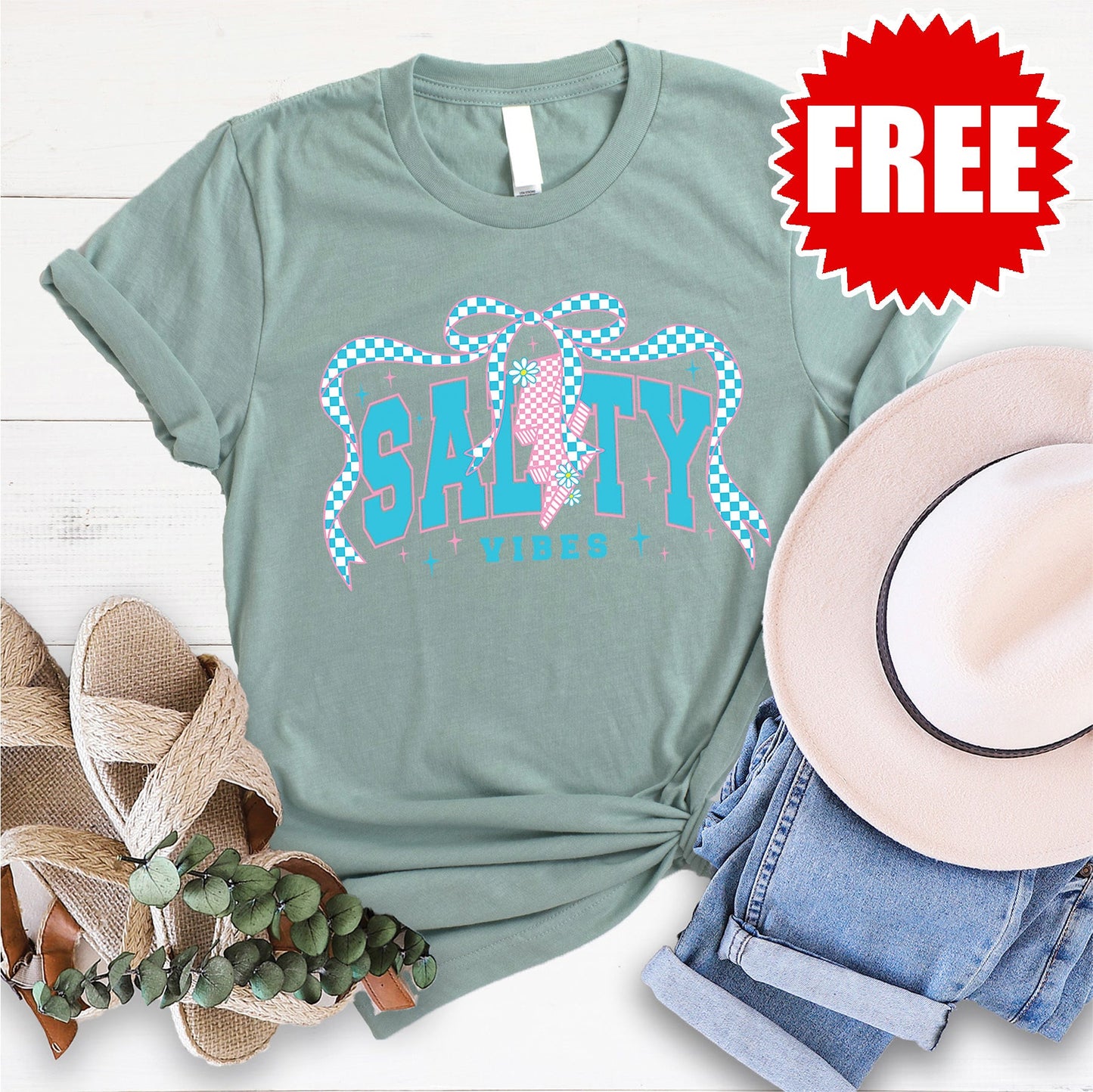 Salty Vibes Tee - Heather Honeydew Mist - 0