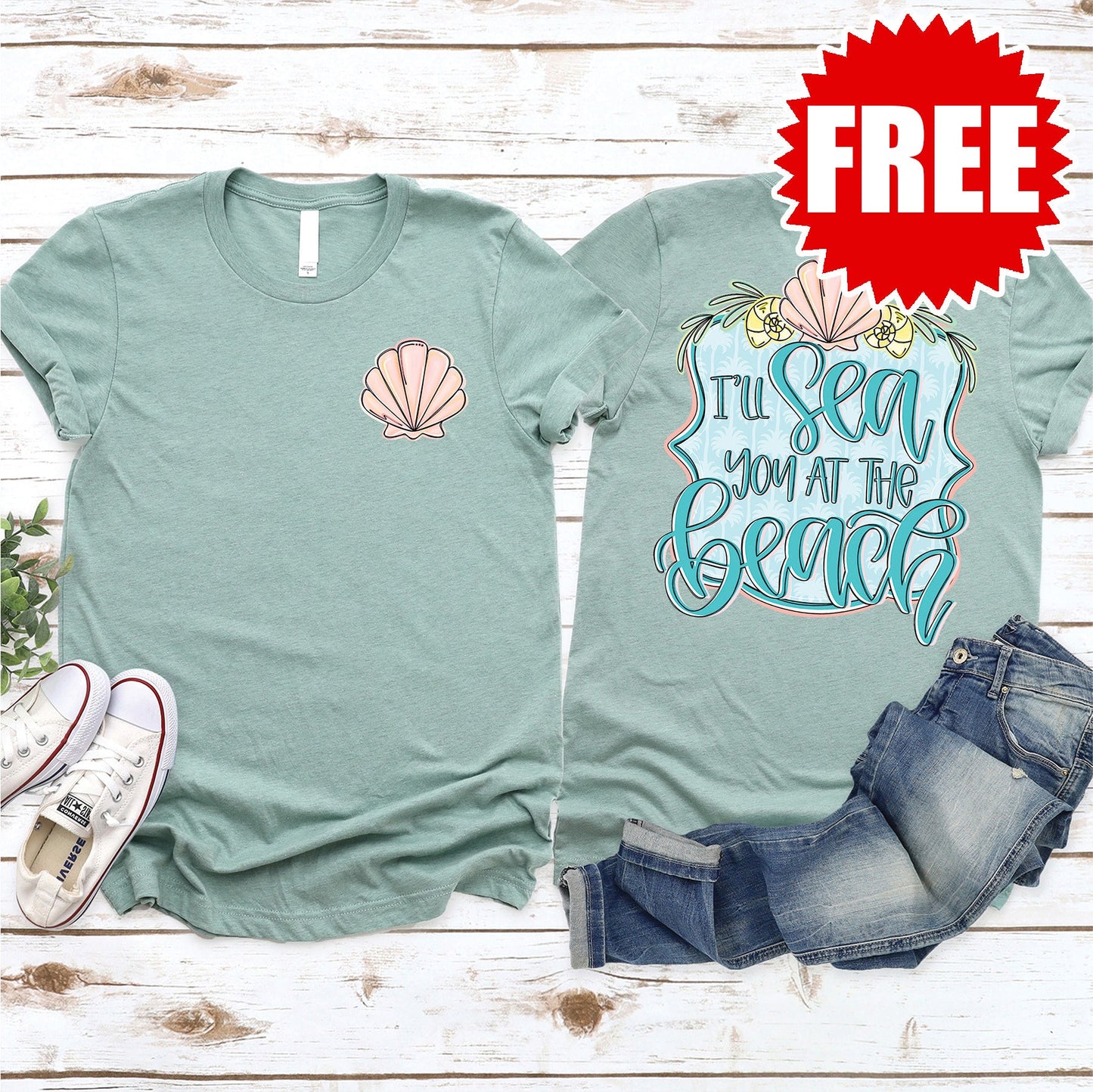 Sea You Tee - Heather Honeydew Mist - 0