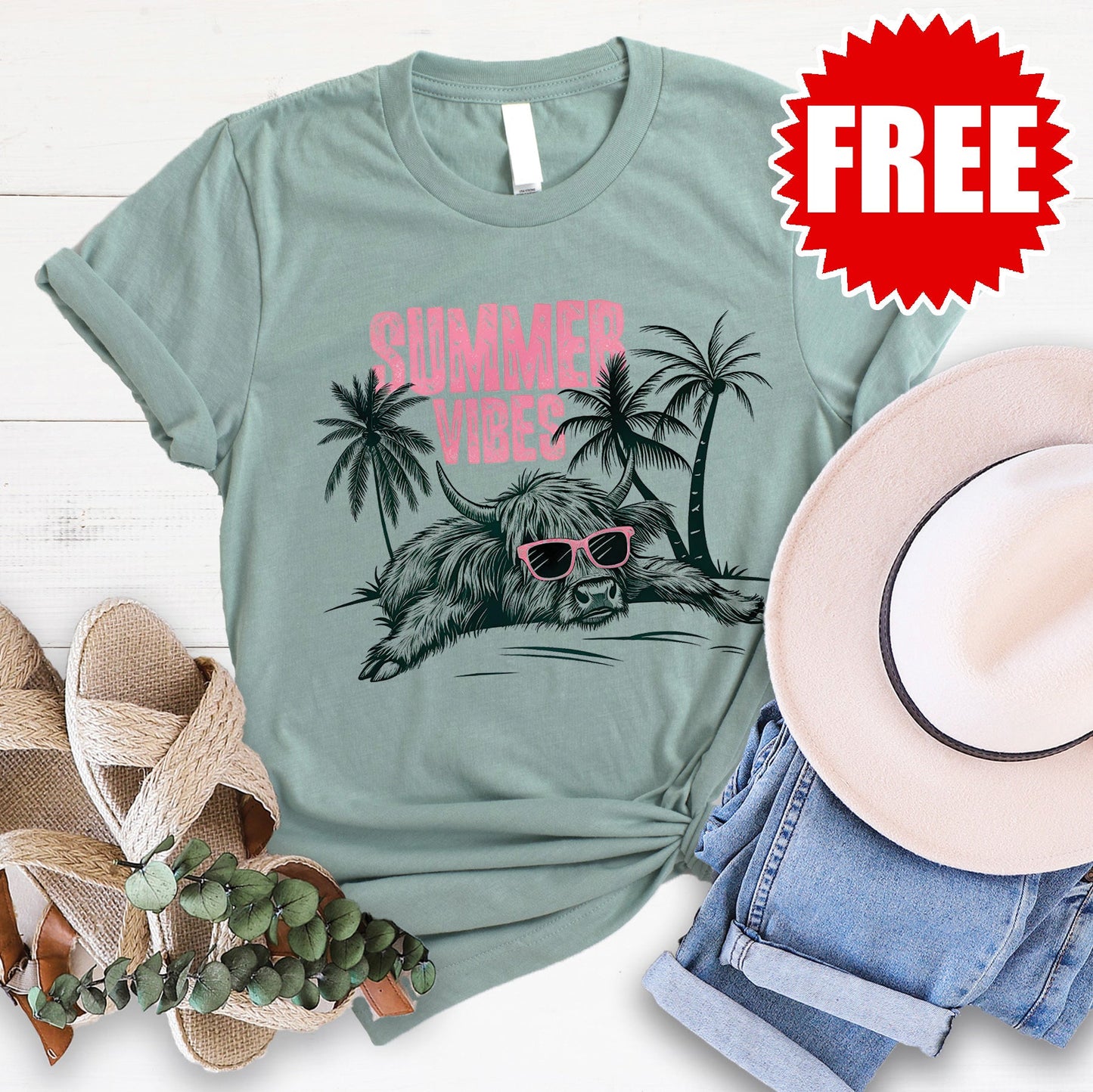 Summer Vibes Tee - Heather Honeydew Mist - 0