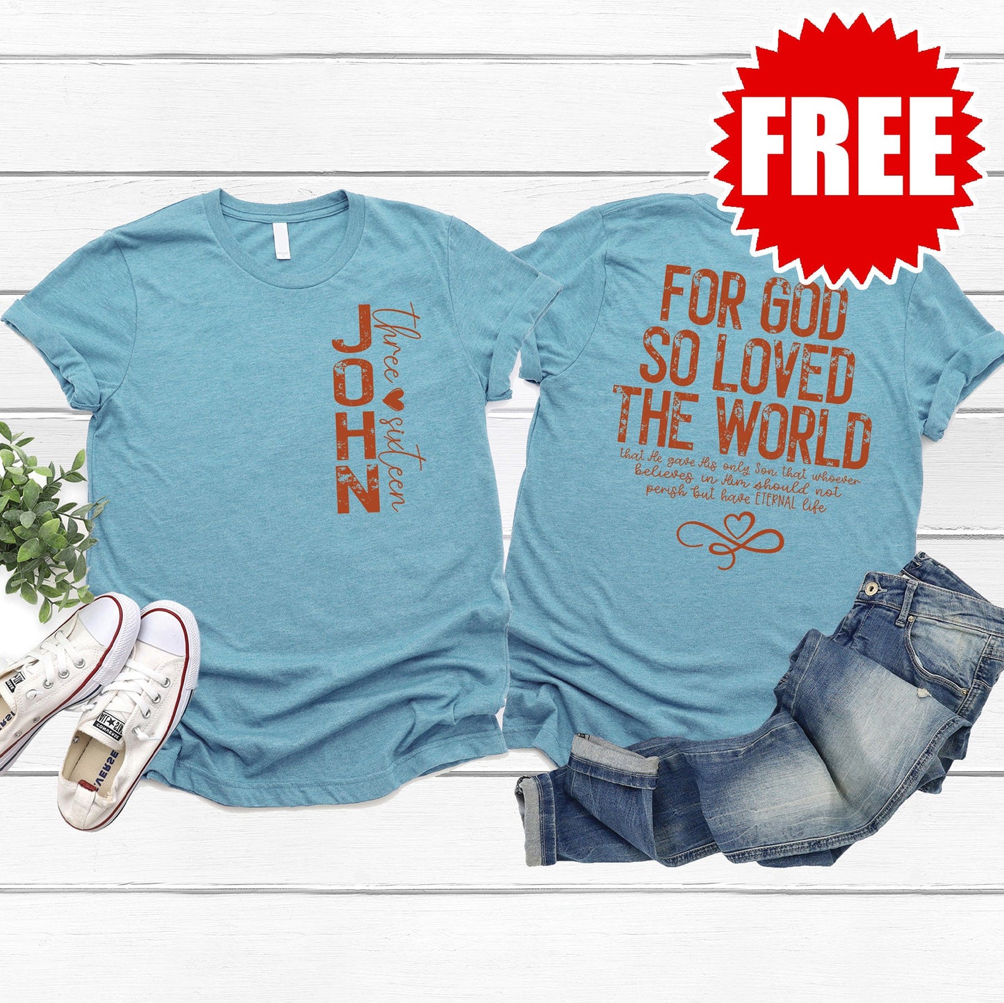 John 3:16 Tee - Heather Lagoon