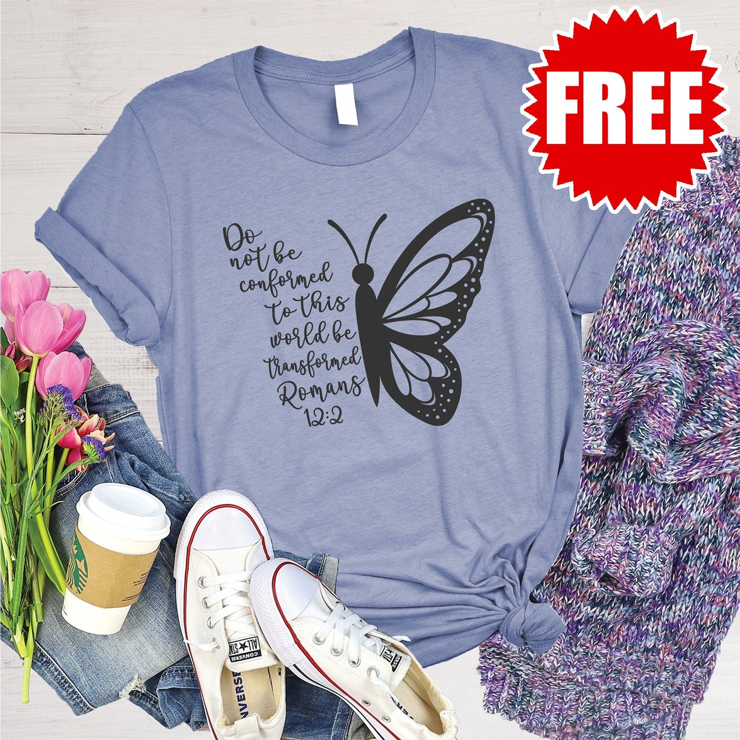 Do Not Be Conformed Tee - Heather Lavender Blue - 0