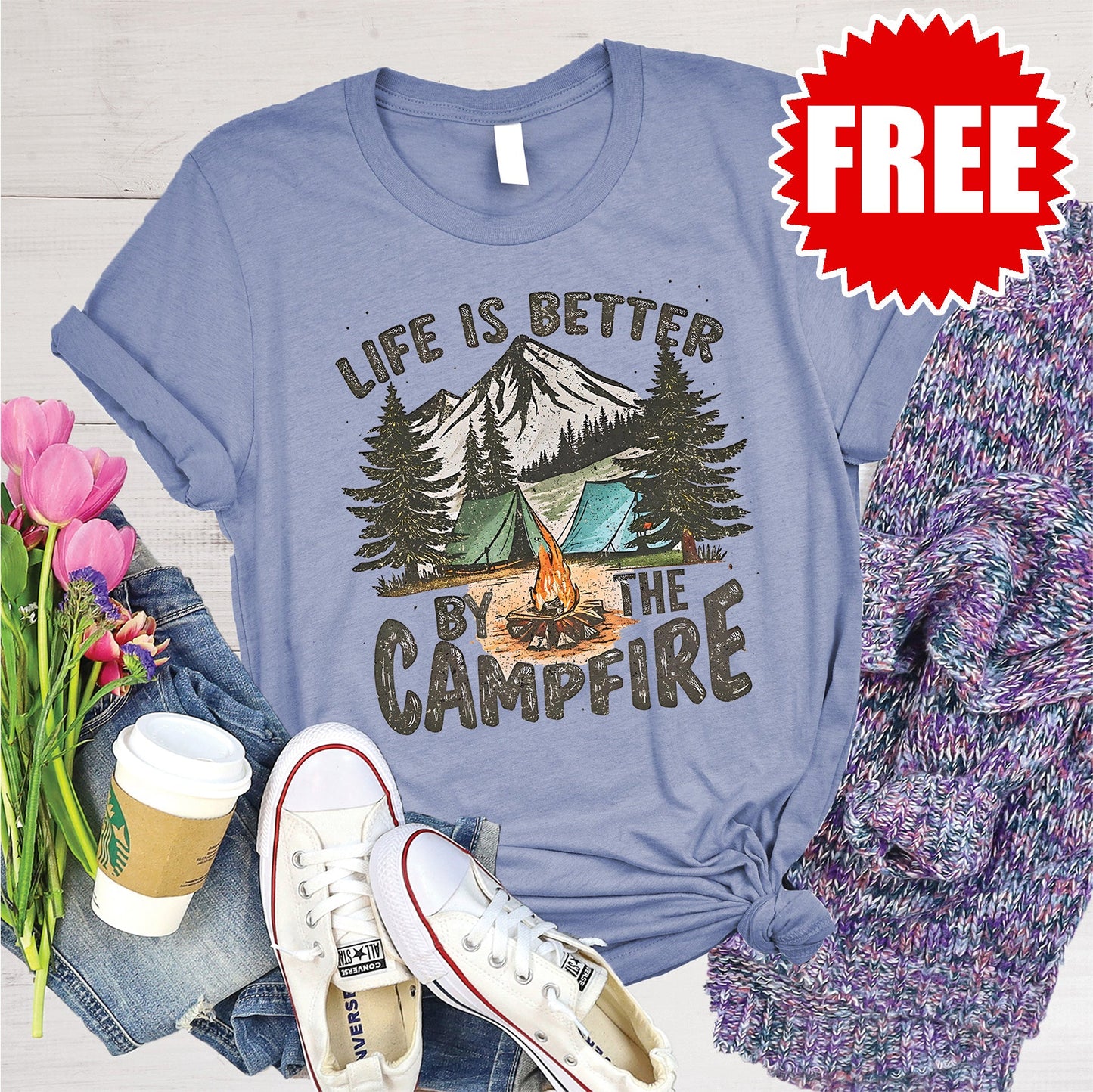 Life is Better Tee - Heather Lavender Blue - 0