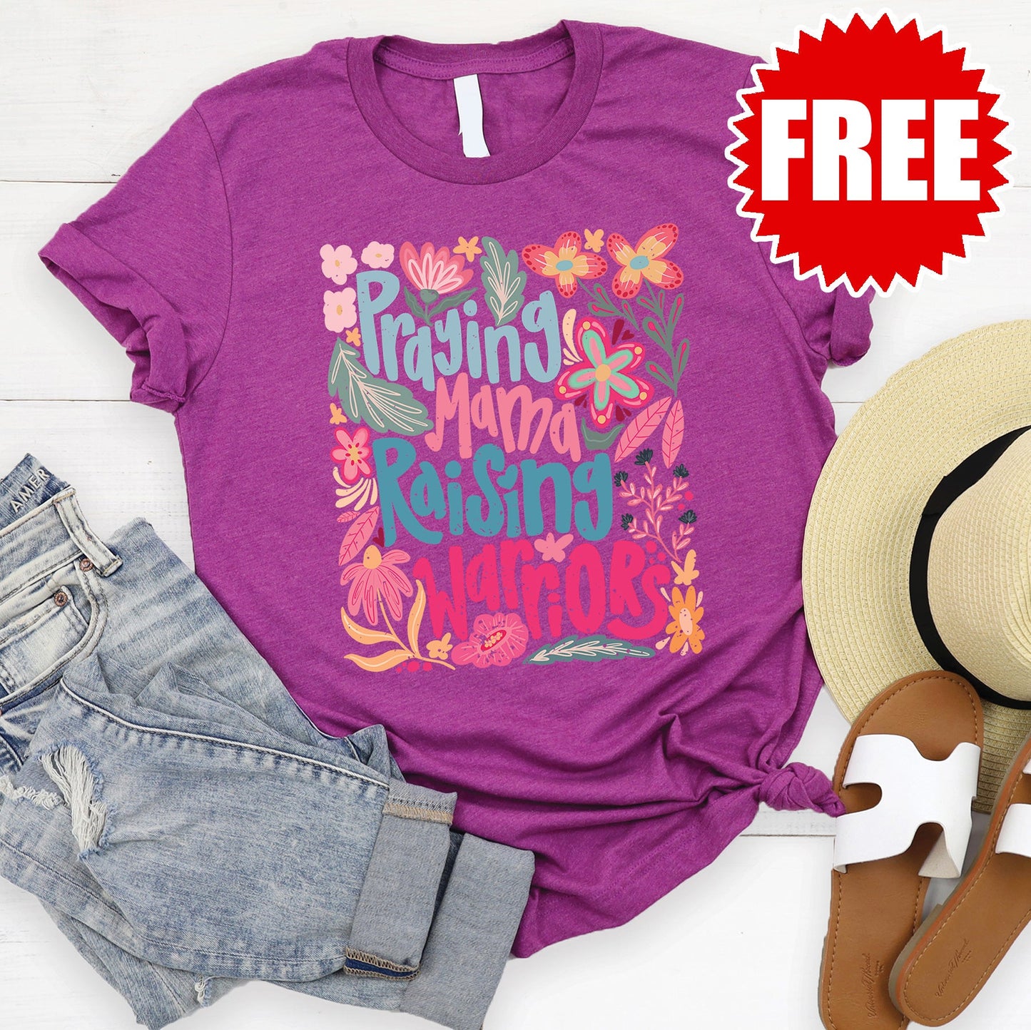Raising Warriors Tee - Heather Magenta - FREE