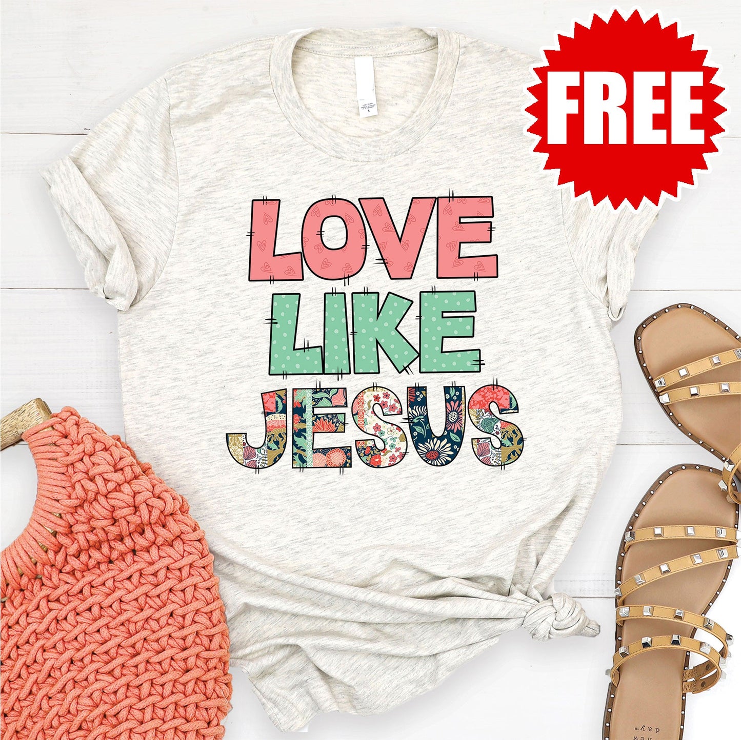 Love Like Jesus Tee - Heather Oatmeal Style001