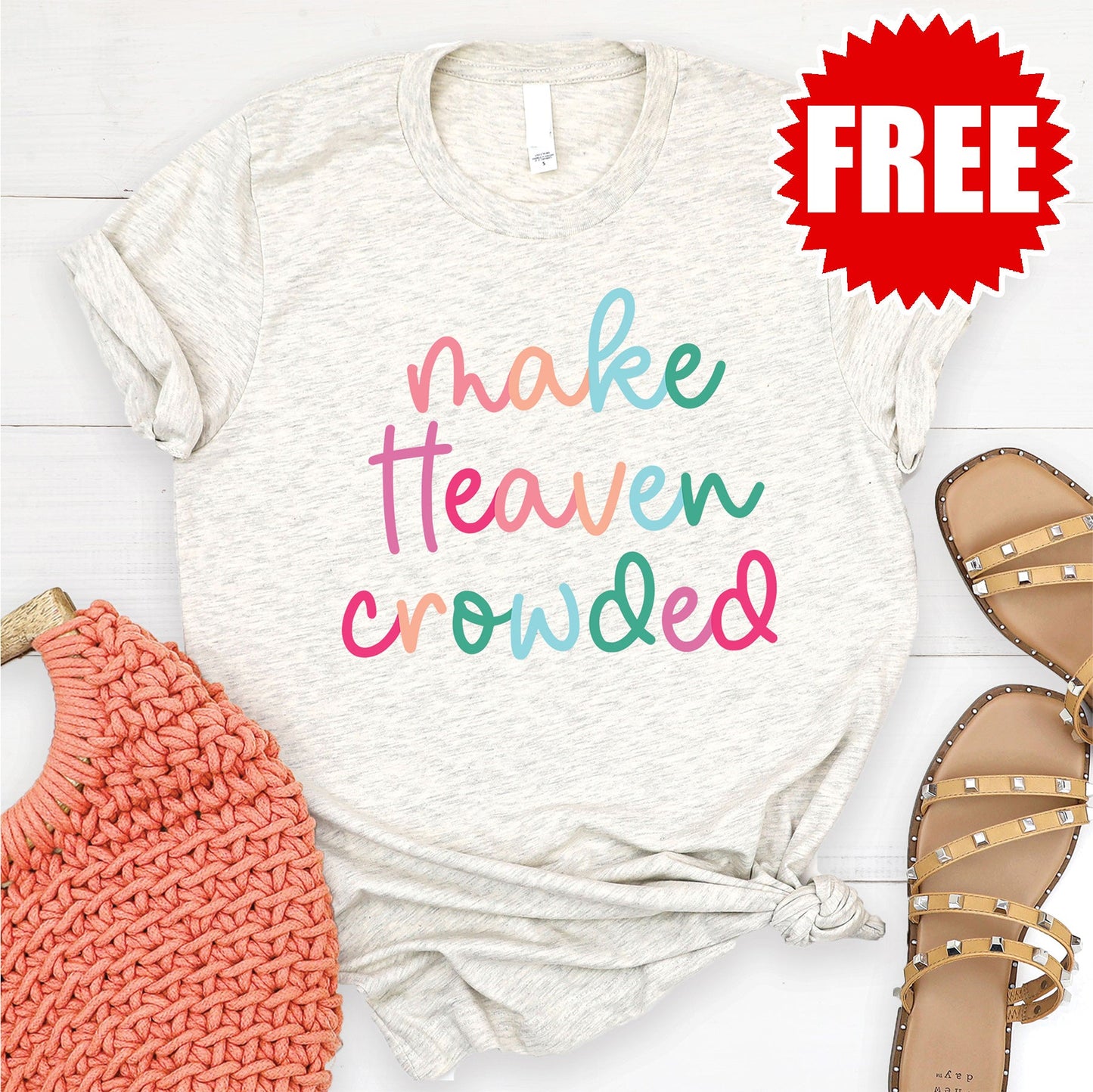 Make Heaven Crowded Tee - Heather Oatmeal - 0