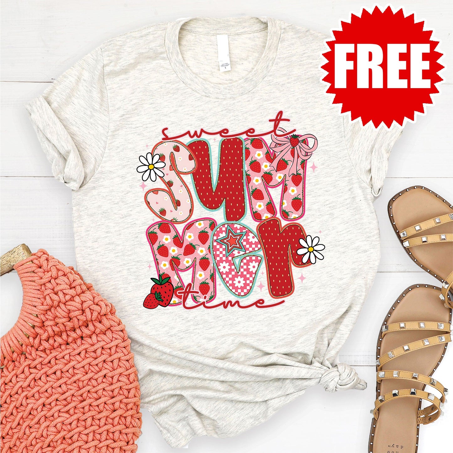 Summer Time Tee - Heather Oatmeal - 0
