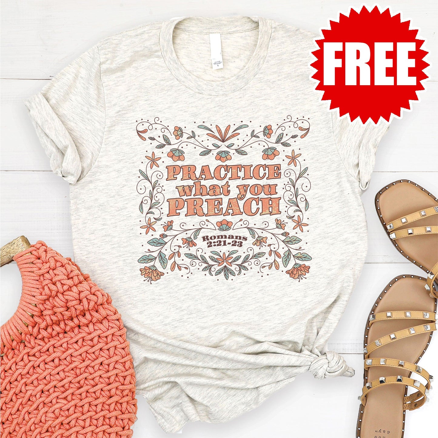 Practice what You Preach Tee - Heather Oatmeal - 0