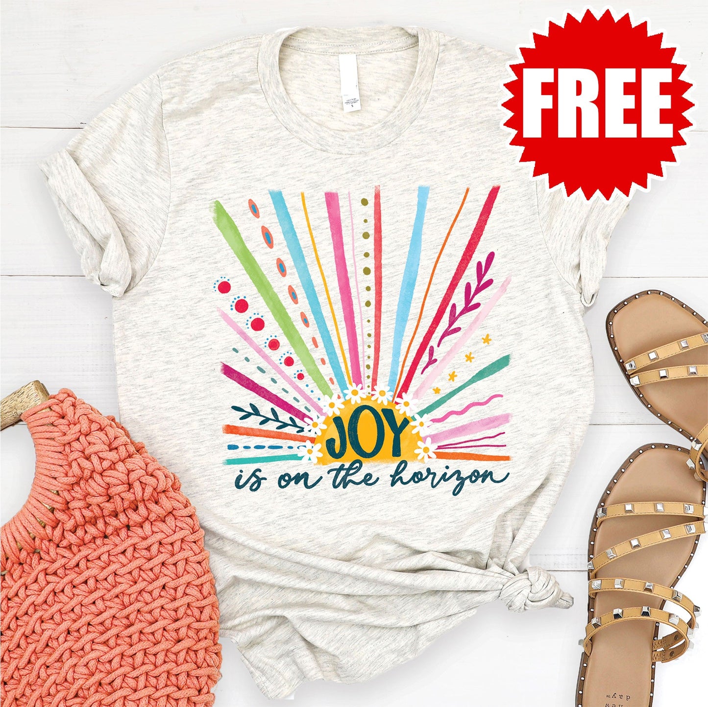 Joy Is On The Horizon Tee - Heather Oatmeal - 0