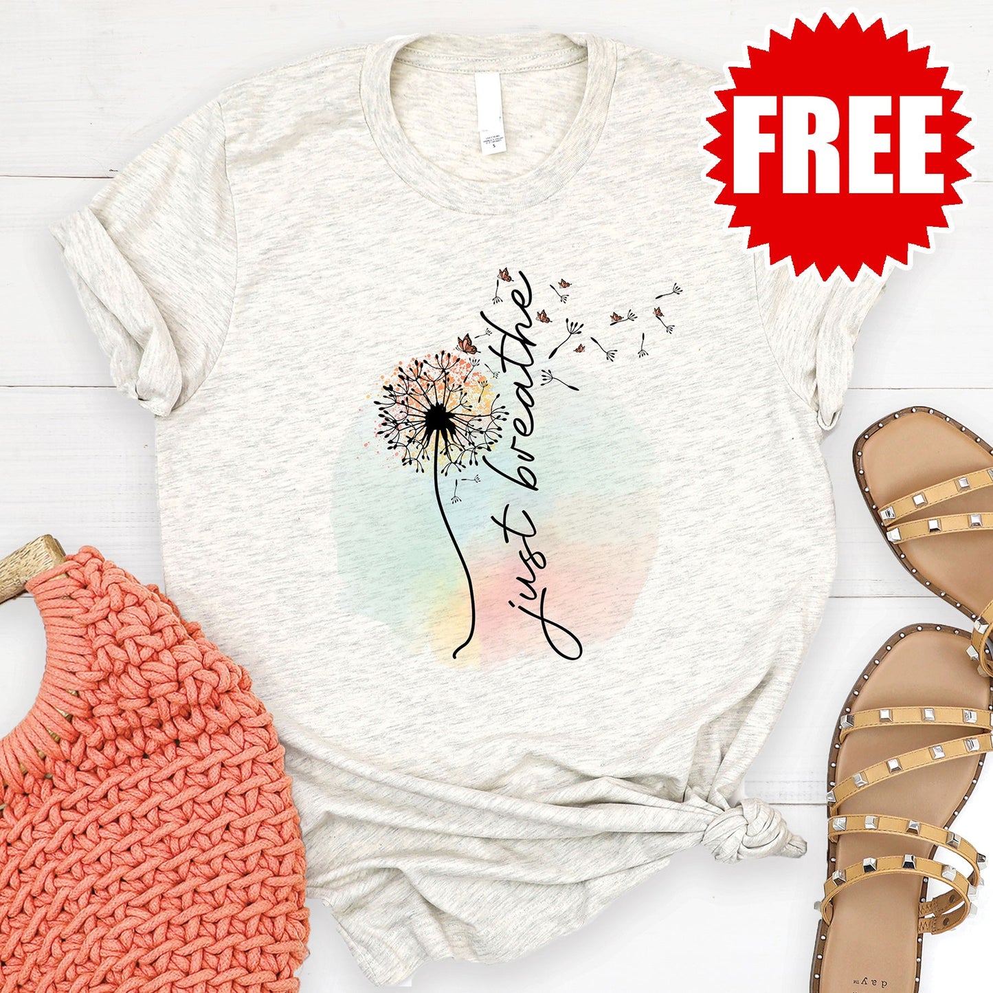 Just Breathe Tee - Heather Oatmeal - 0 Style001