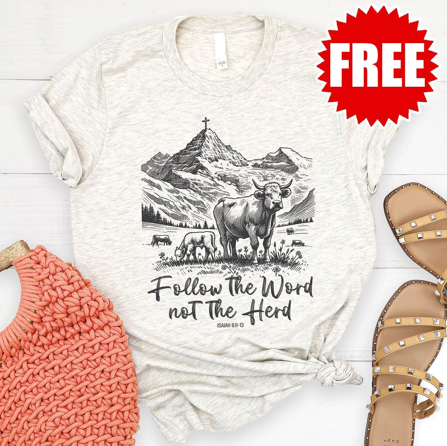 Follow The Word Not The Herd Tee - Heather Oatmeal