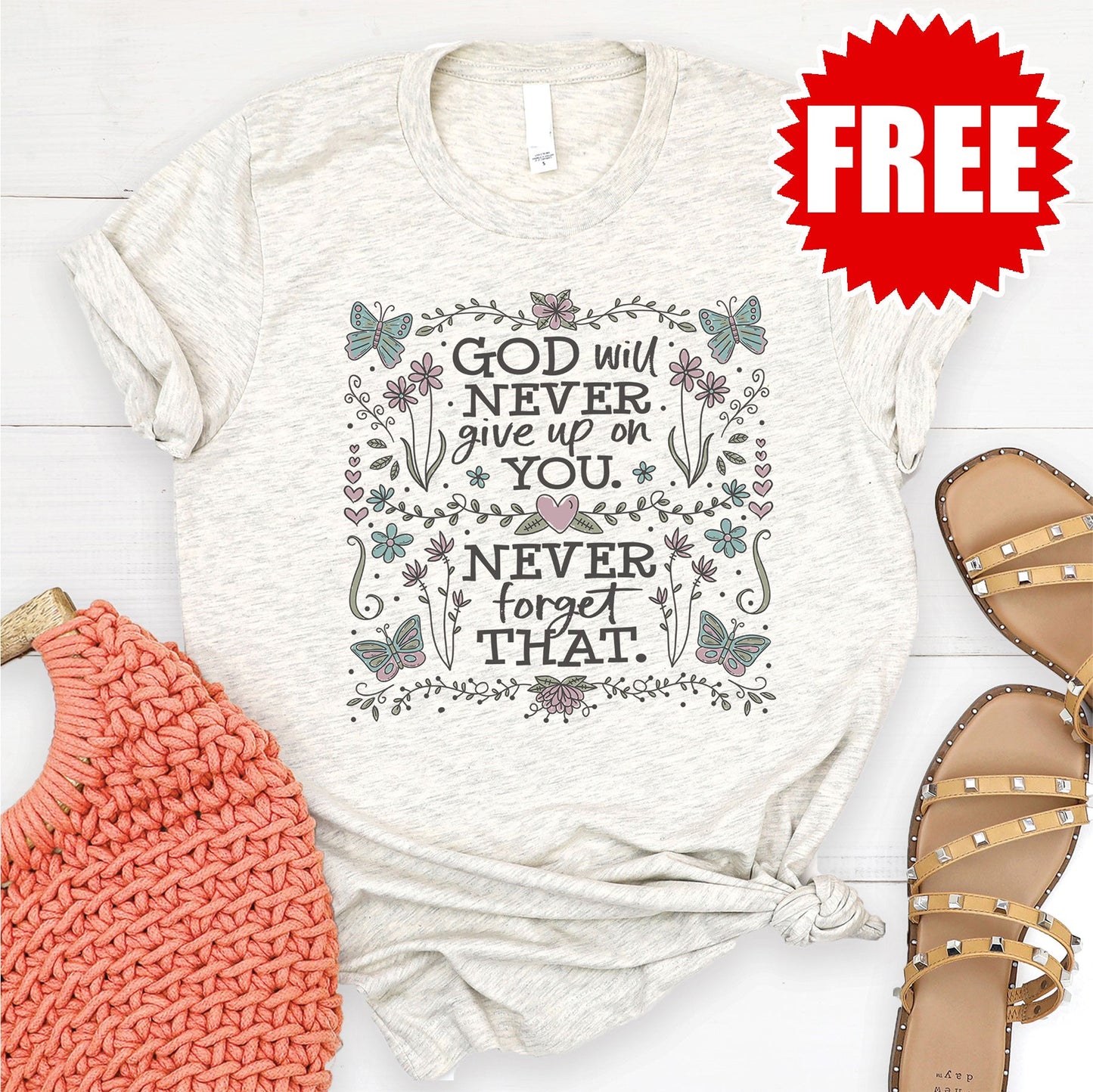 Never Forget Tee - Heather Oatmeal - 0