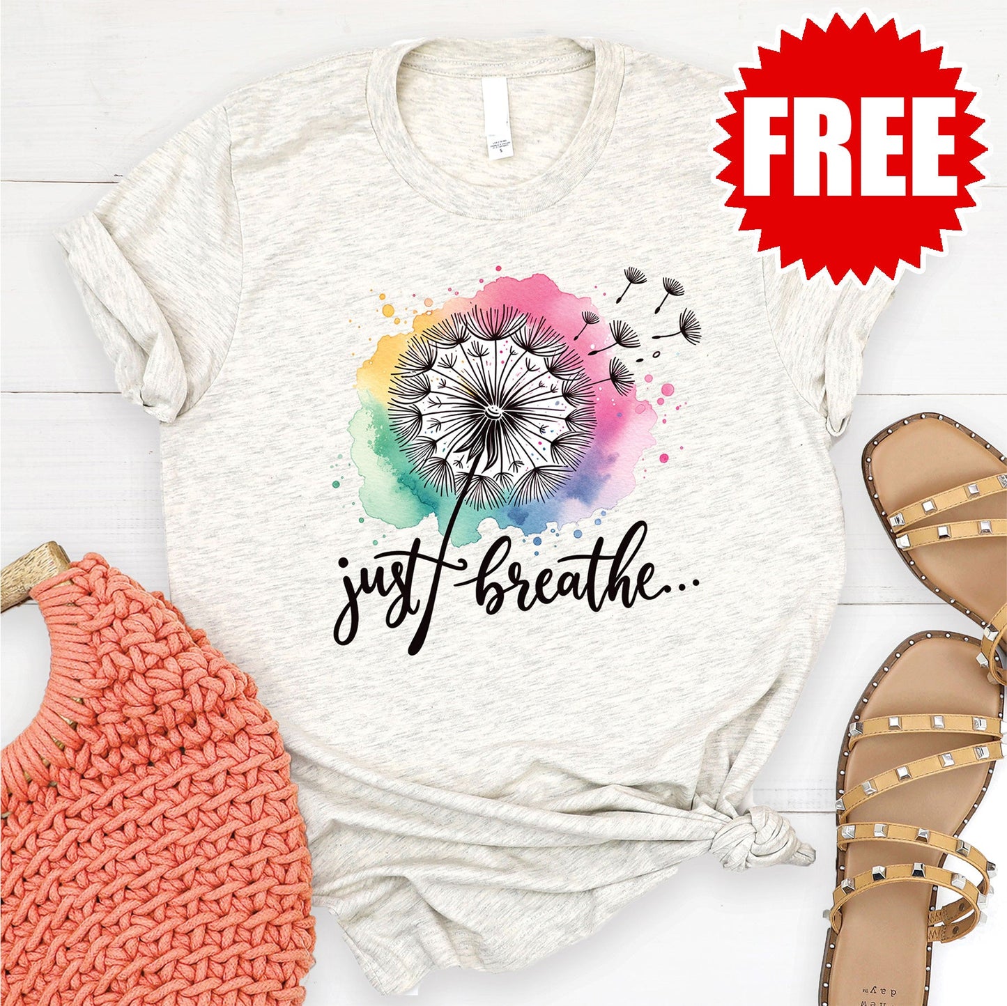 Just Breathe Tee - Heather Oatmeal - 0