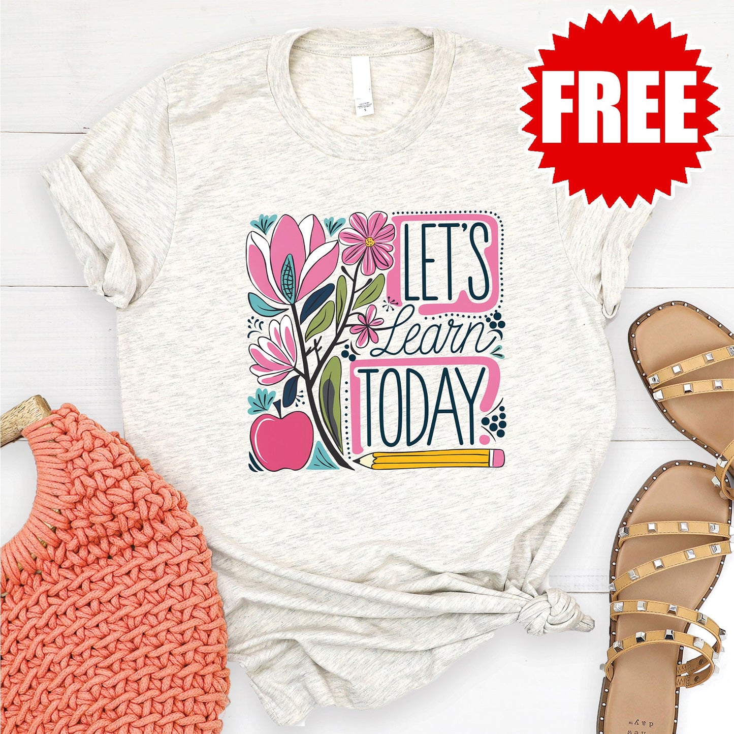 Learn Today Tee - Heather Oatmeal - FREE