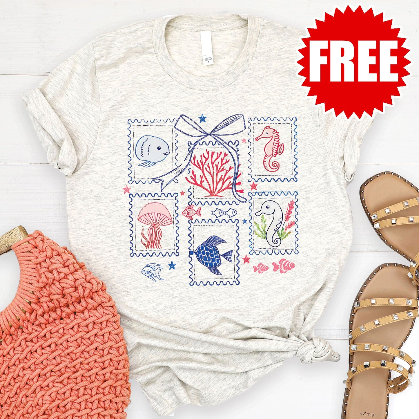 Sea Tee - Heather Oatmeal - 0