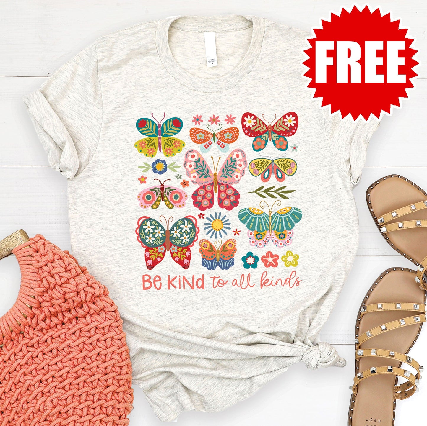Be Kind Tee - Heather Oatmeal - 0