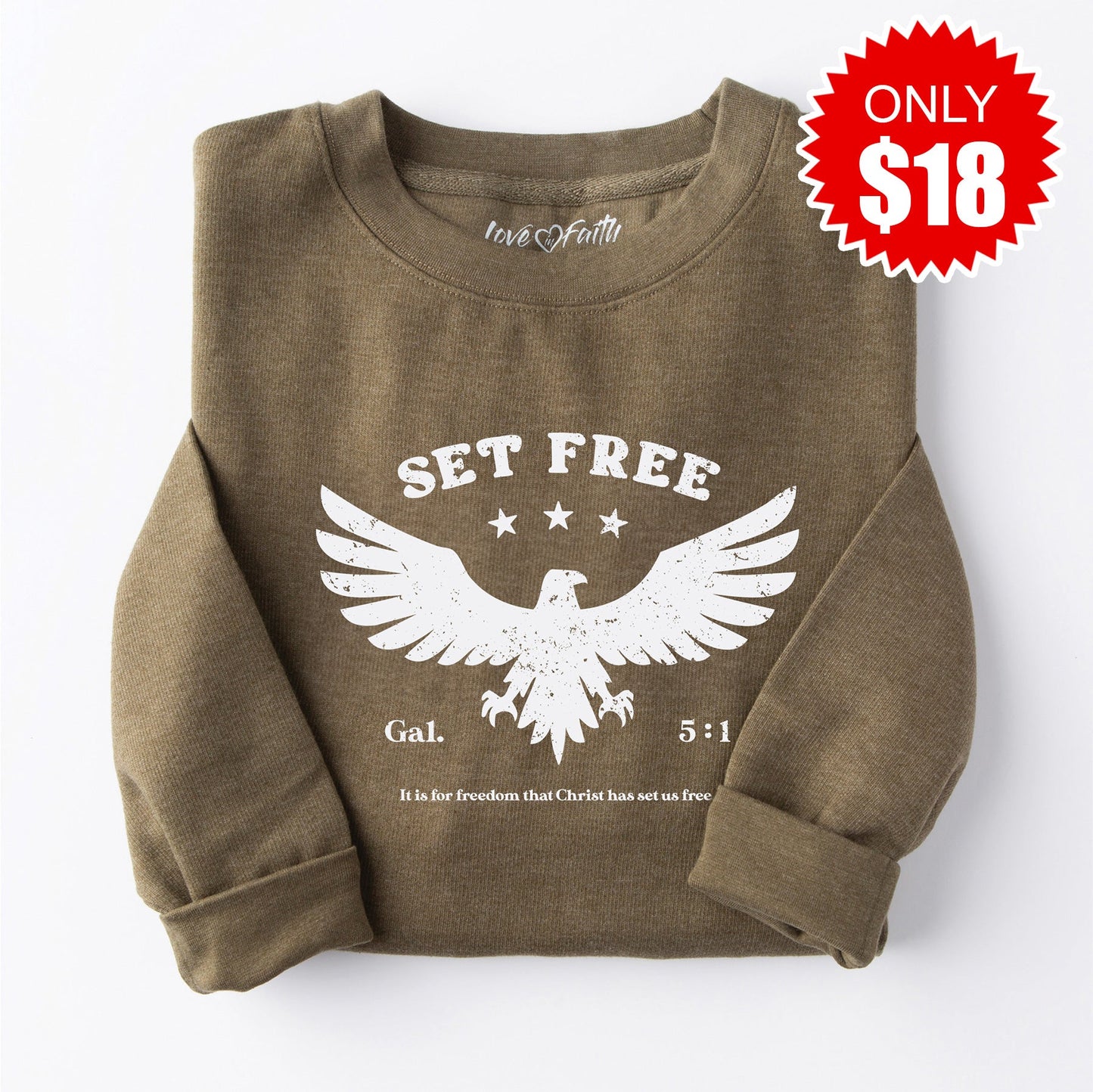 Set Free Bird Sweatshirt - Heather Olive - 18