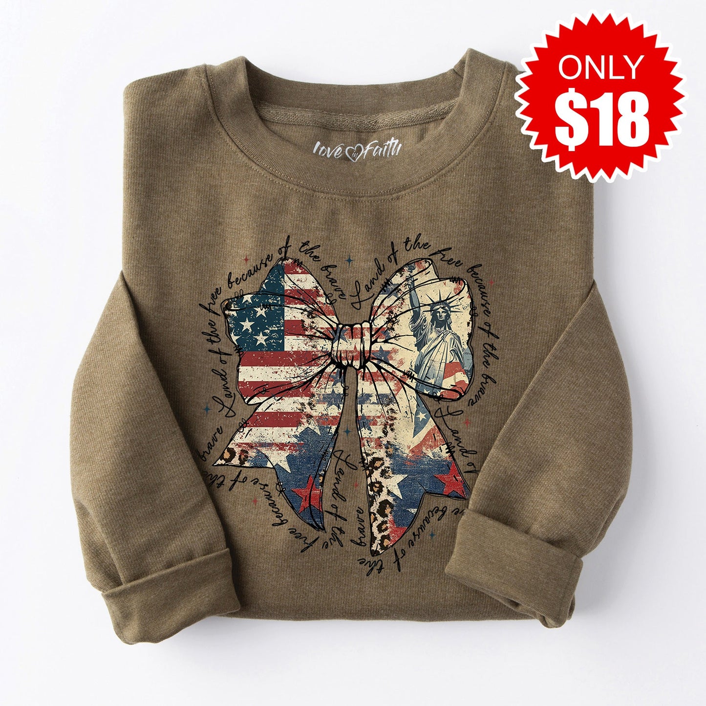 American Bow Sweatshirt - Heather Olive - 18