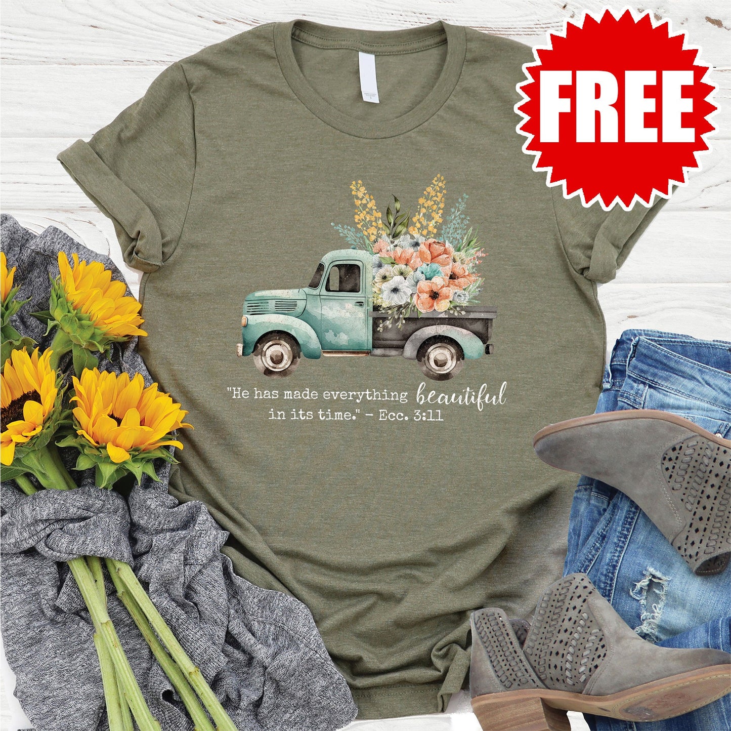 Beautiful In Its Time Tee - Heather Olive - 0