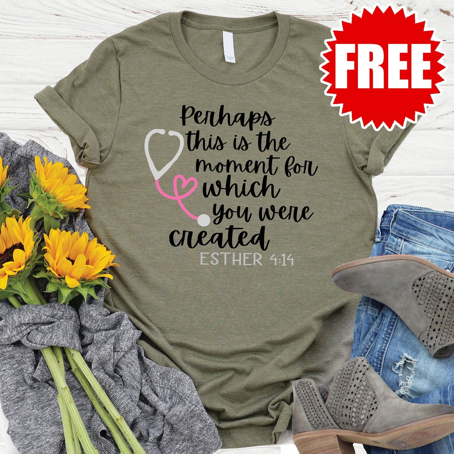 You Were Created Tee - Heather Olive - FREE