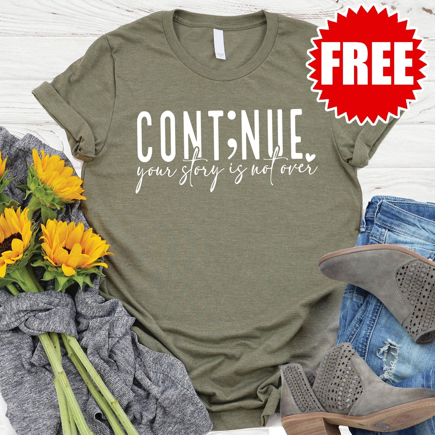 Continue Tee - Heather Olive - 0