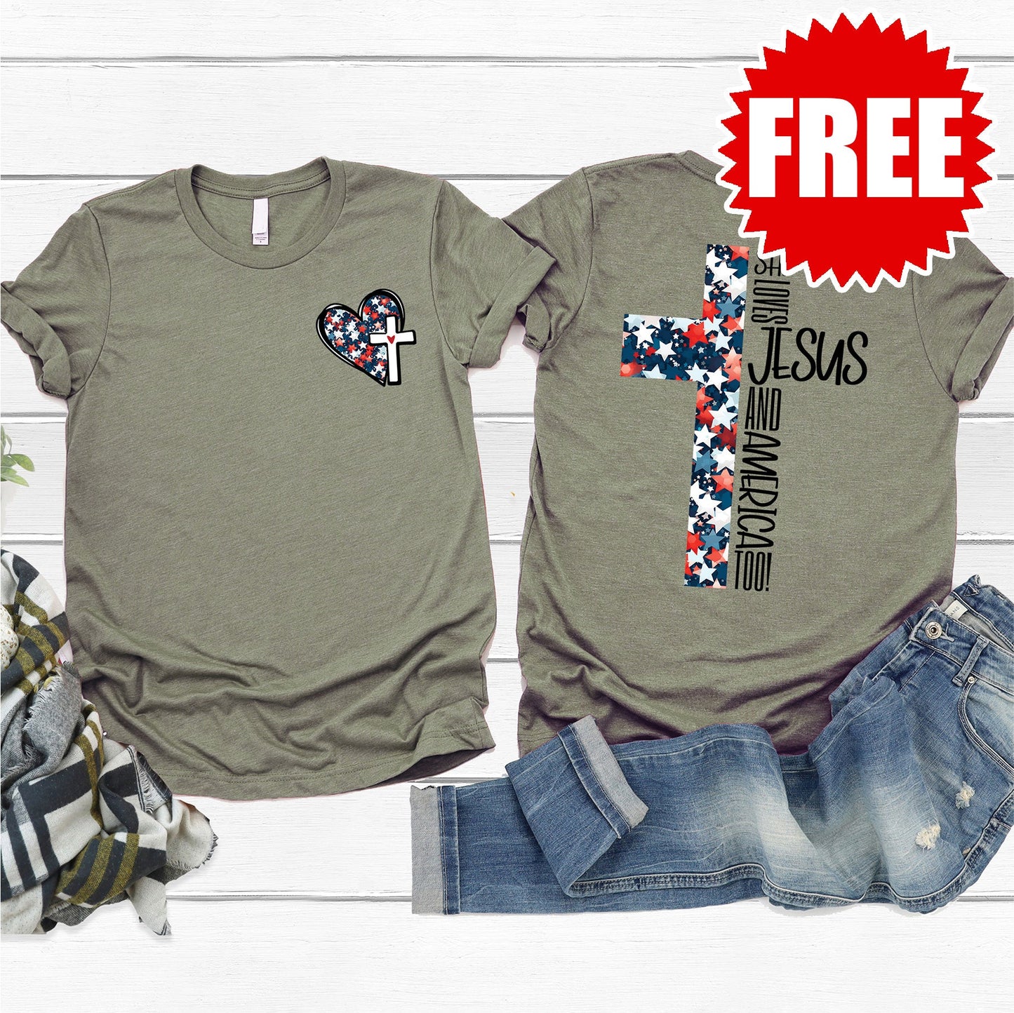 She Loves Jesus Tee - Heather Olive - 0