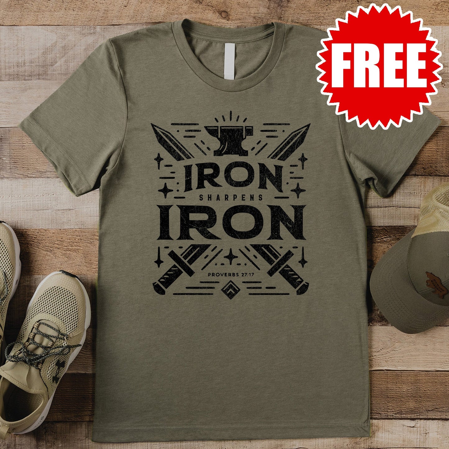Iron Sharpens Iron (Men's) Tee - Heather Olive - 0