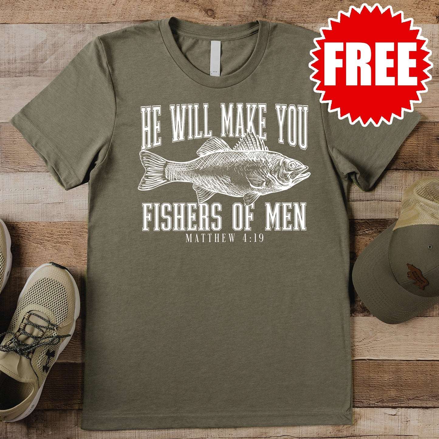 Fishers of Men Tee - Heather Olive - 0
