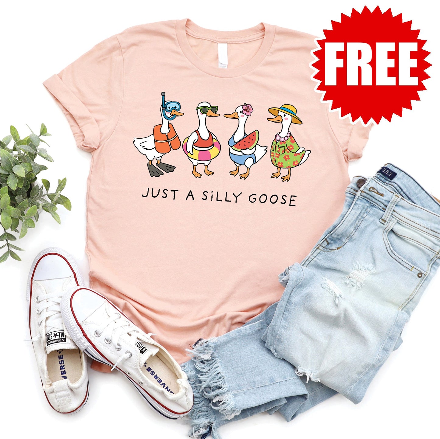 Silly Goose Tee - Heather Peach - 0