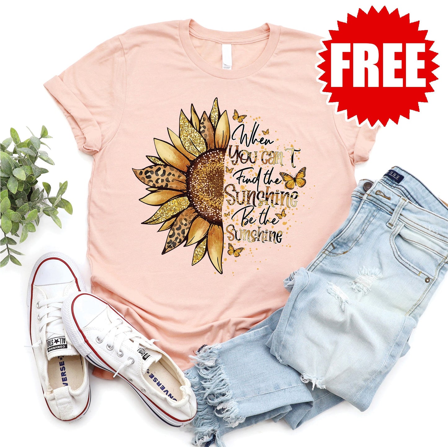Be the Sunshine Tee - Heather Peach - FREE