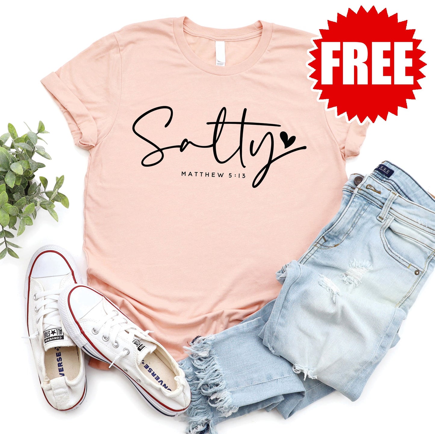 Salty Tee - Heather Peach - FREE