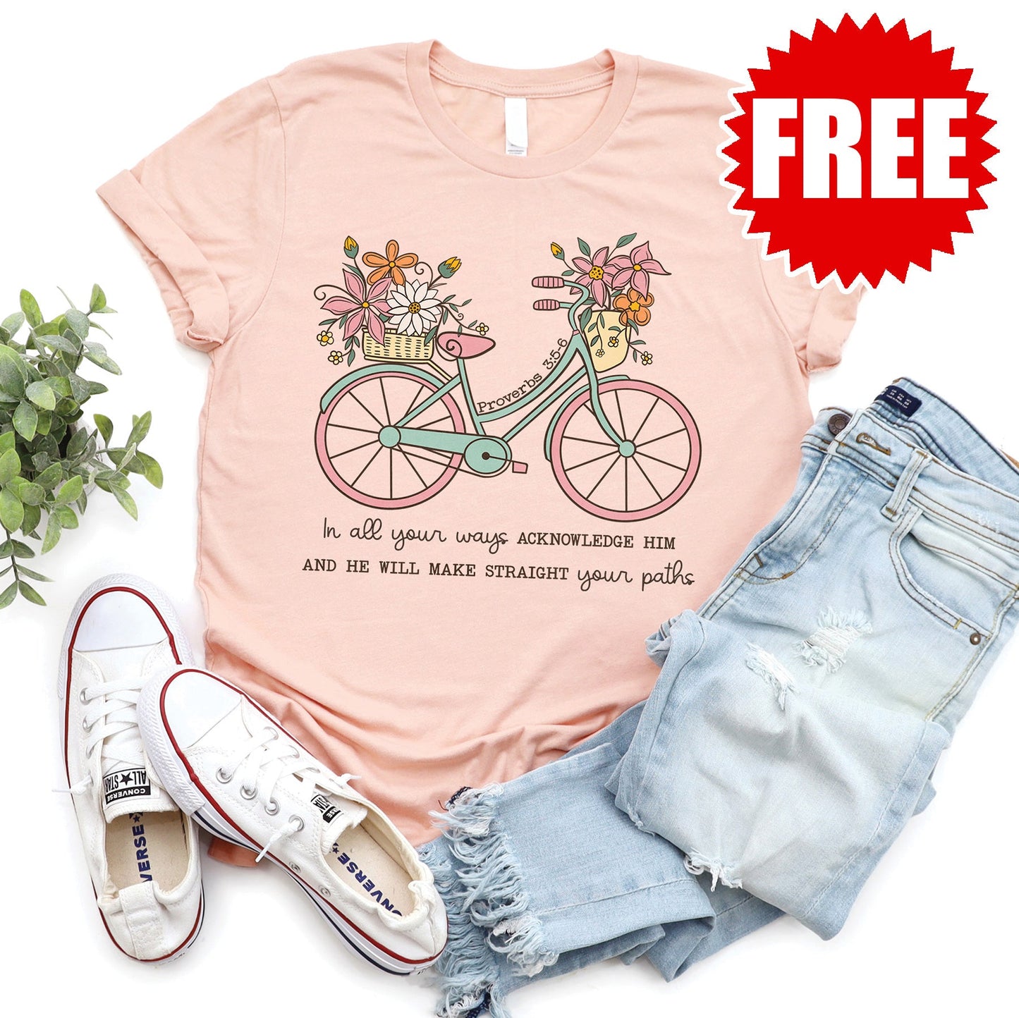 Walk By Faith Tee - Heather Peach - FREE