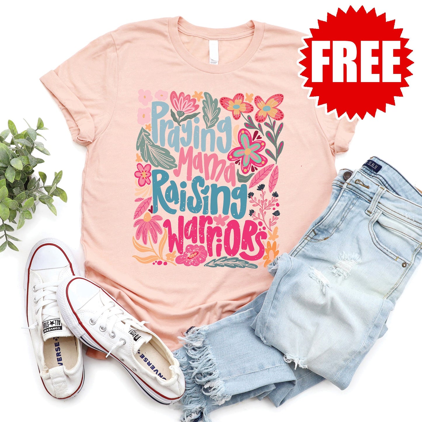 Raising Warriors Tee - Heather Peach - FREE