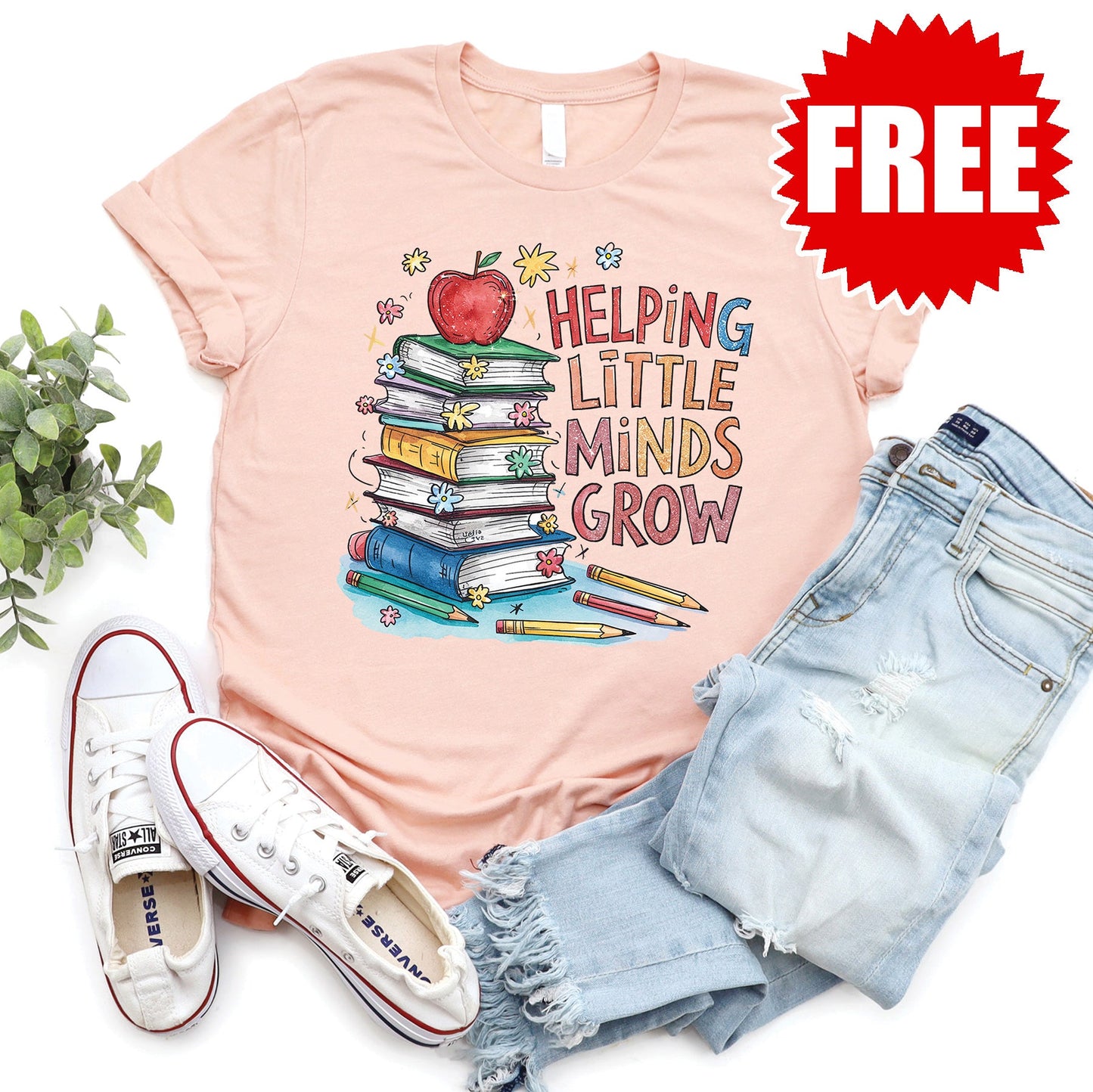 Helping Little Minds Tee - Heather Peach - 0