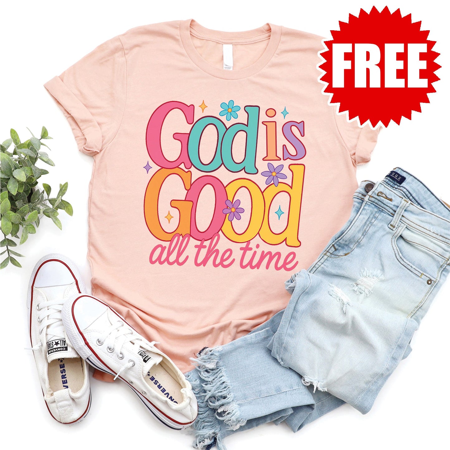 God is Good All The Time Tee - Heather Peach - 0