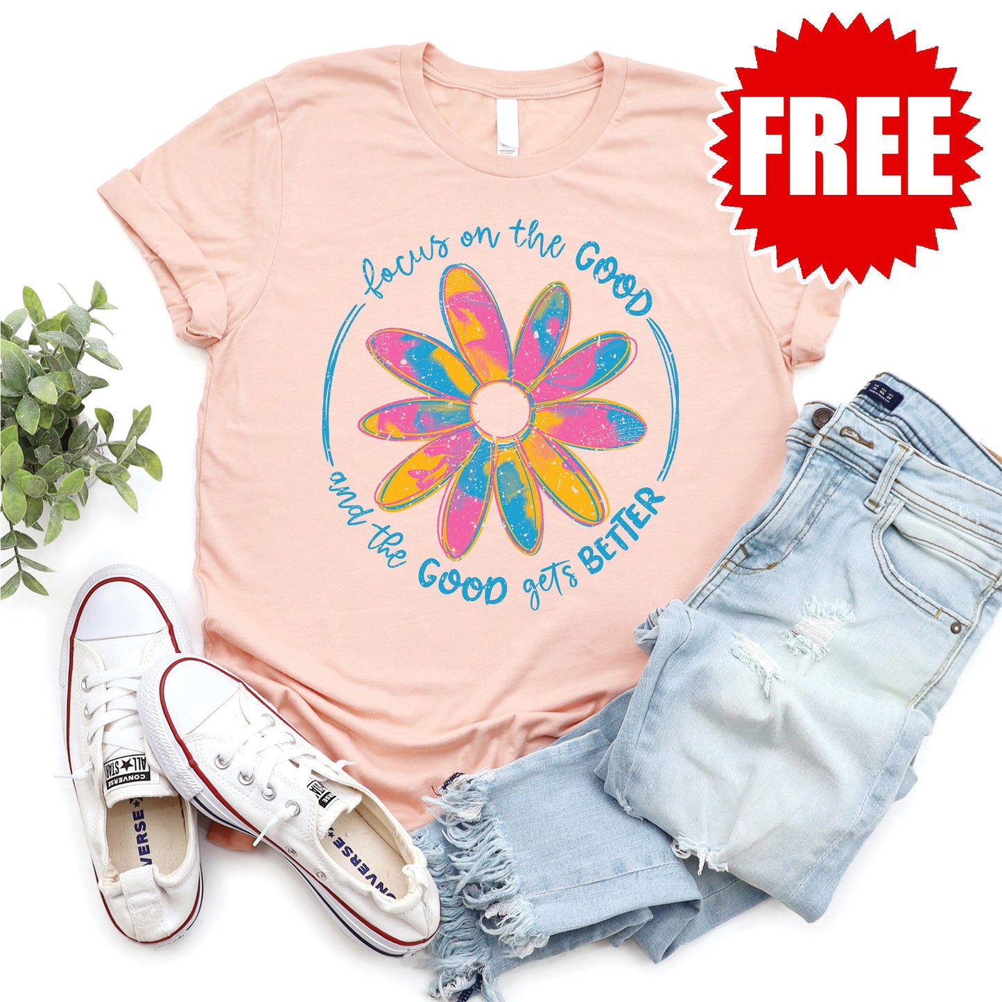 Focus on the Good Tee - Heather Peach - 0