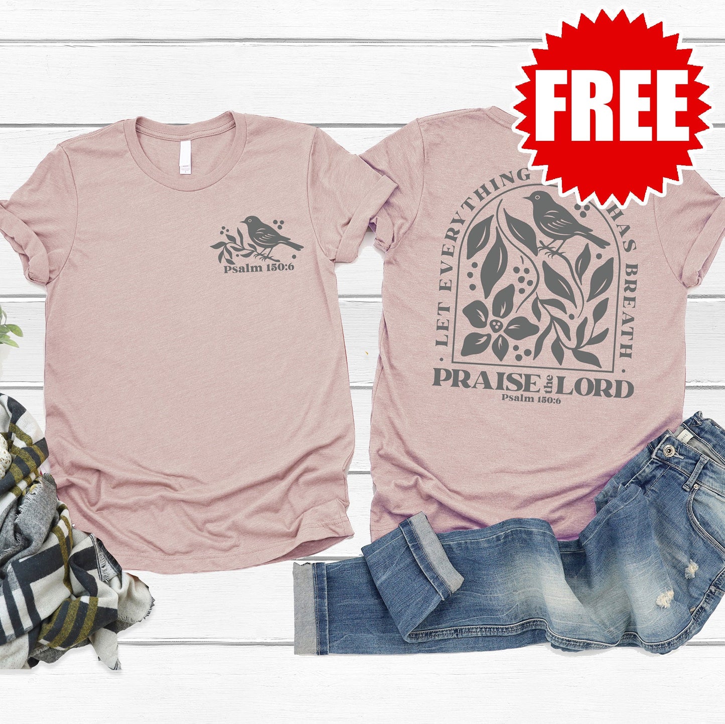 Praise the Lord Tee - Heather Pink Gravel - 0