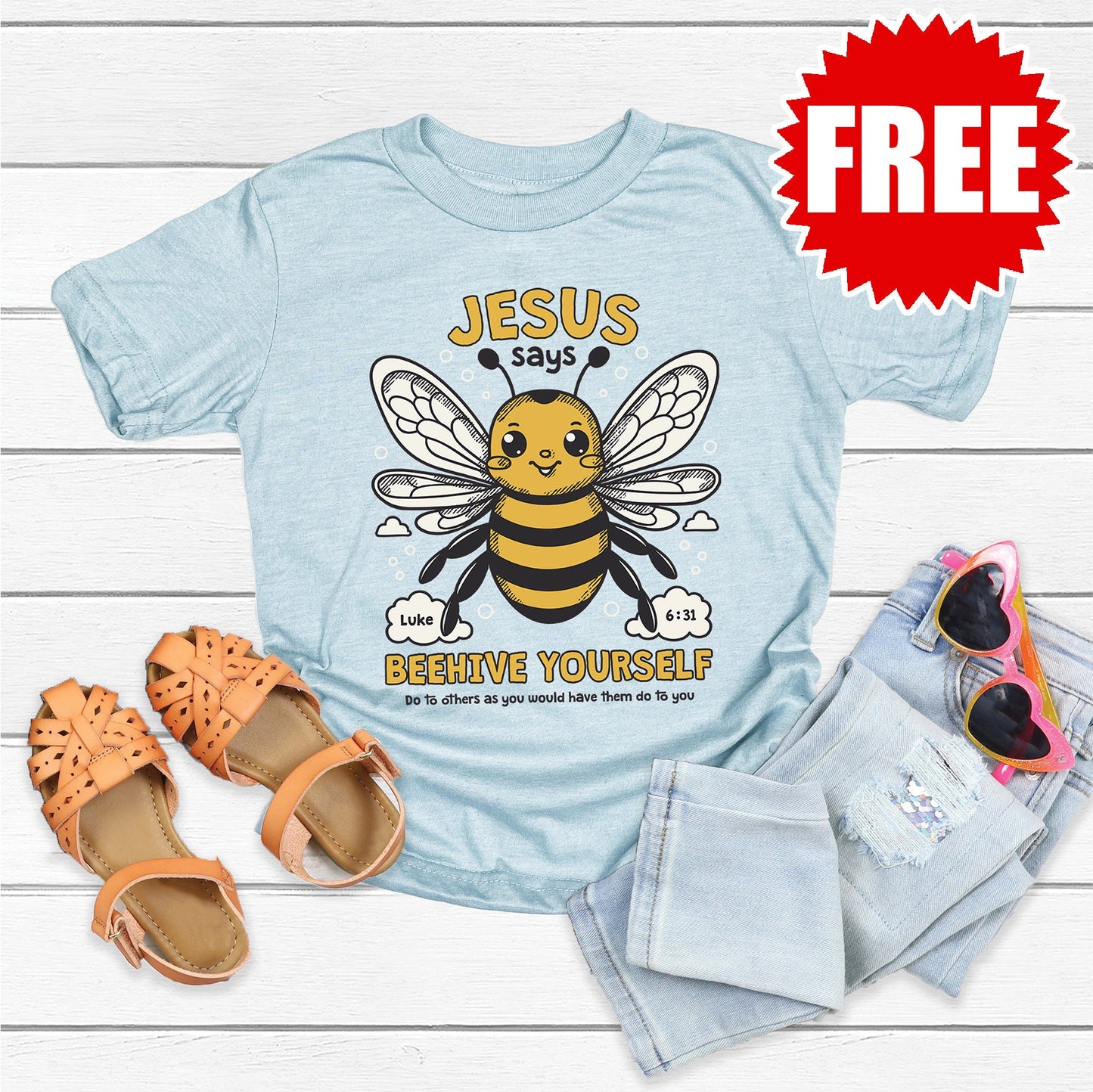 Beehive Yourself Tee - Heather Ice Blue - 0