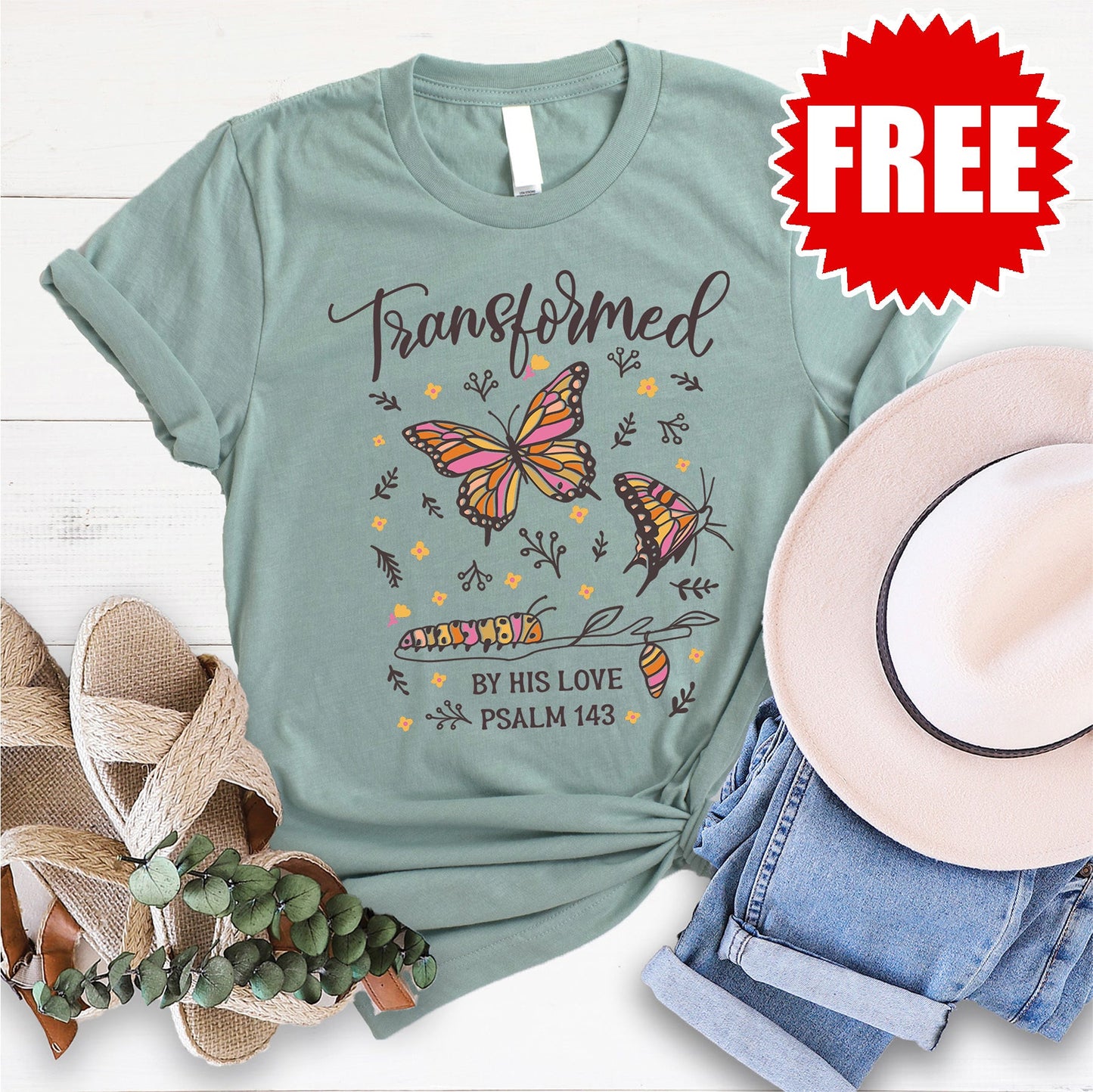Transformed by His Love Tee - Heather Sage - 0