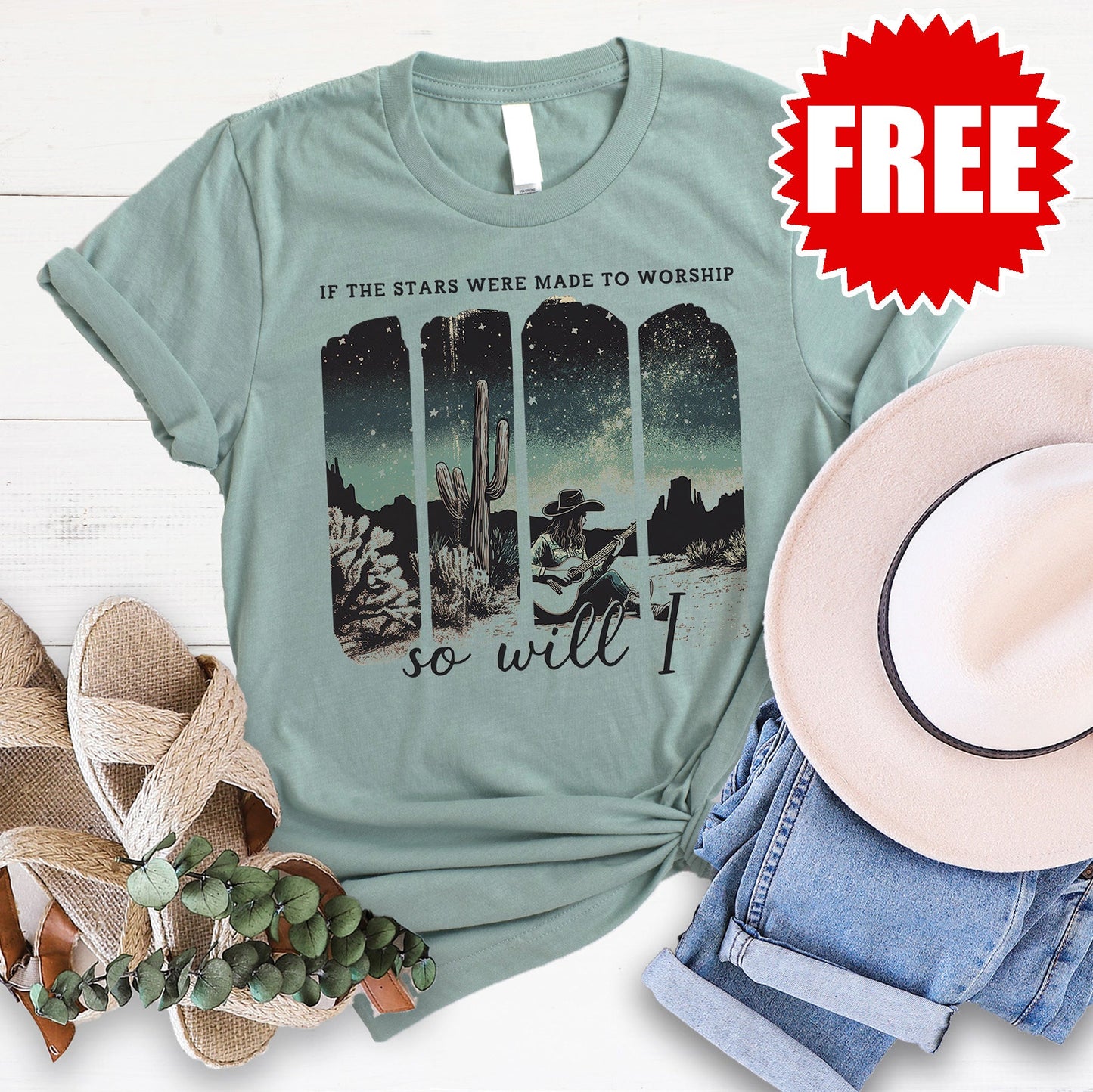 So Will I Western Tee - Heather Sage - 0