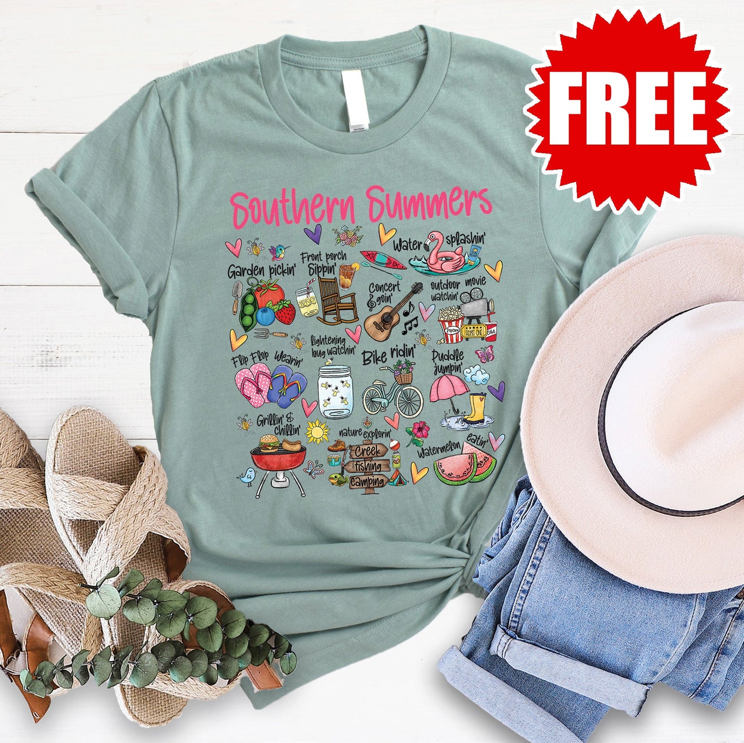 Southern Summers Tee - Heather Sage - 0