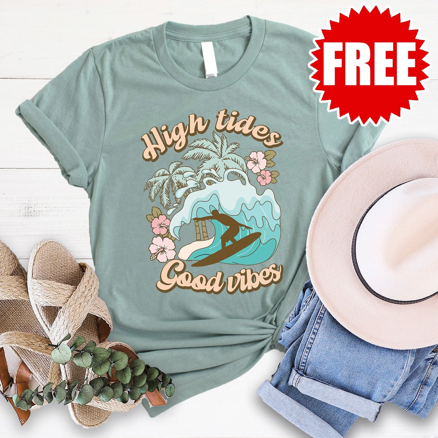 High Tides Tee - Heather Sage - 0
