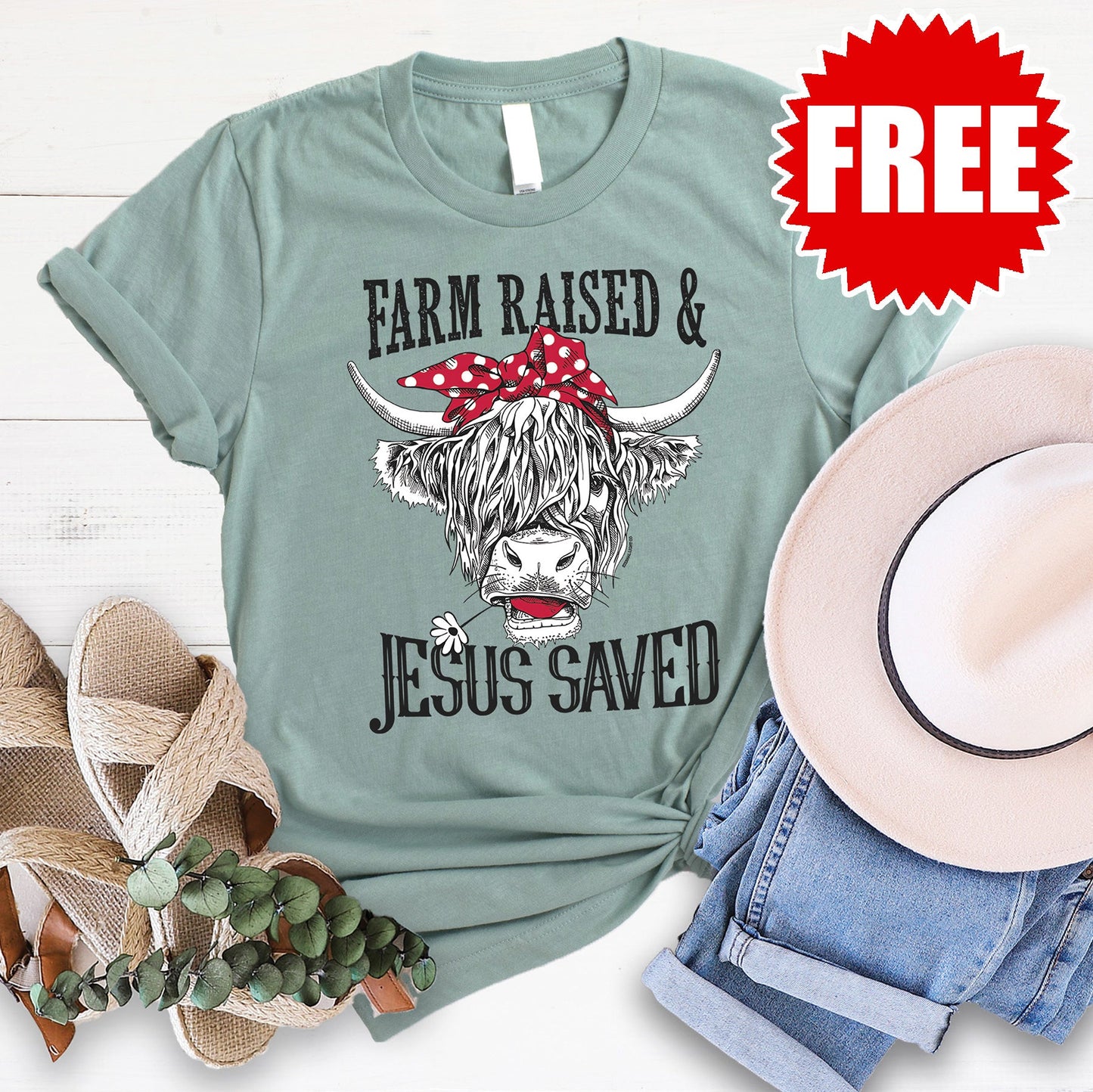 Farm Raised Tee - Heather Sage - 0