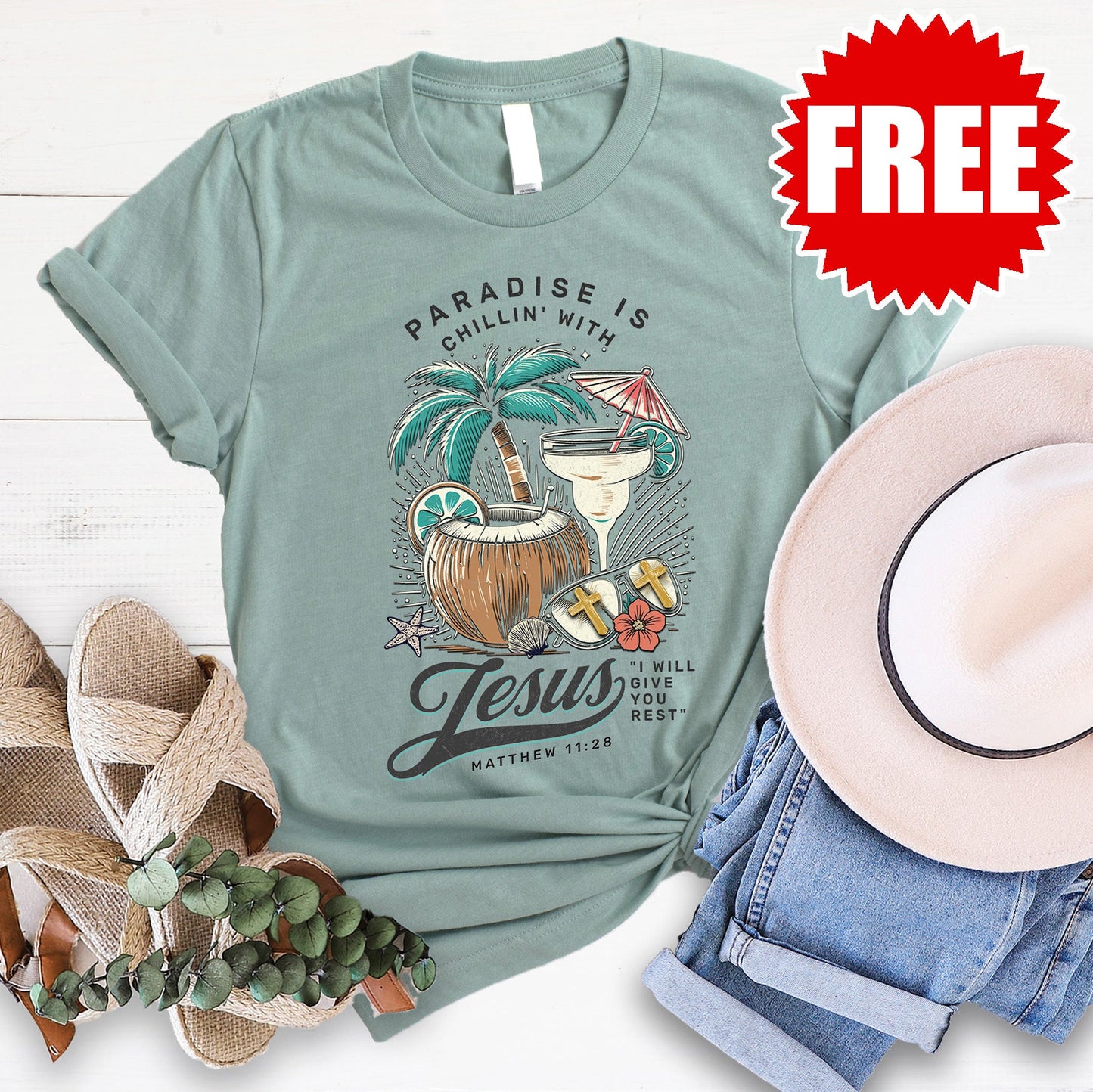 Paradise Tee - Heather Sage - 0